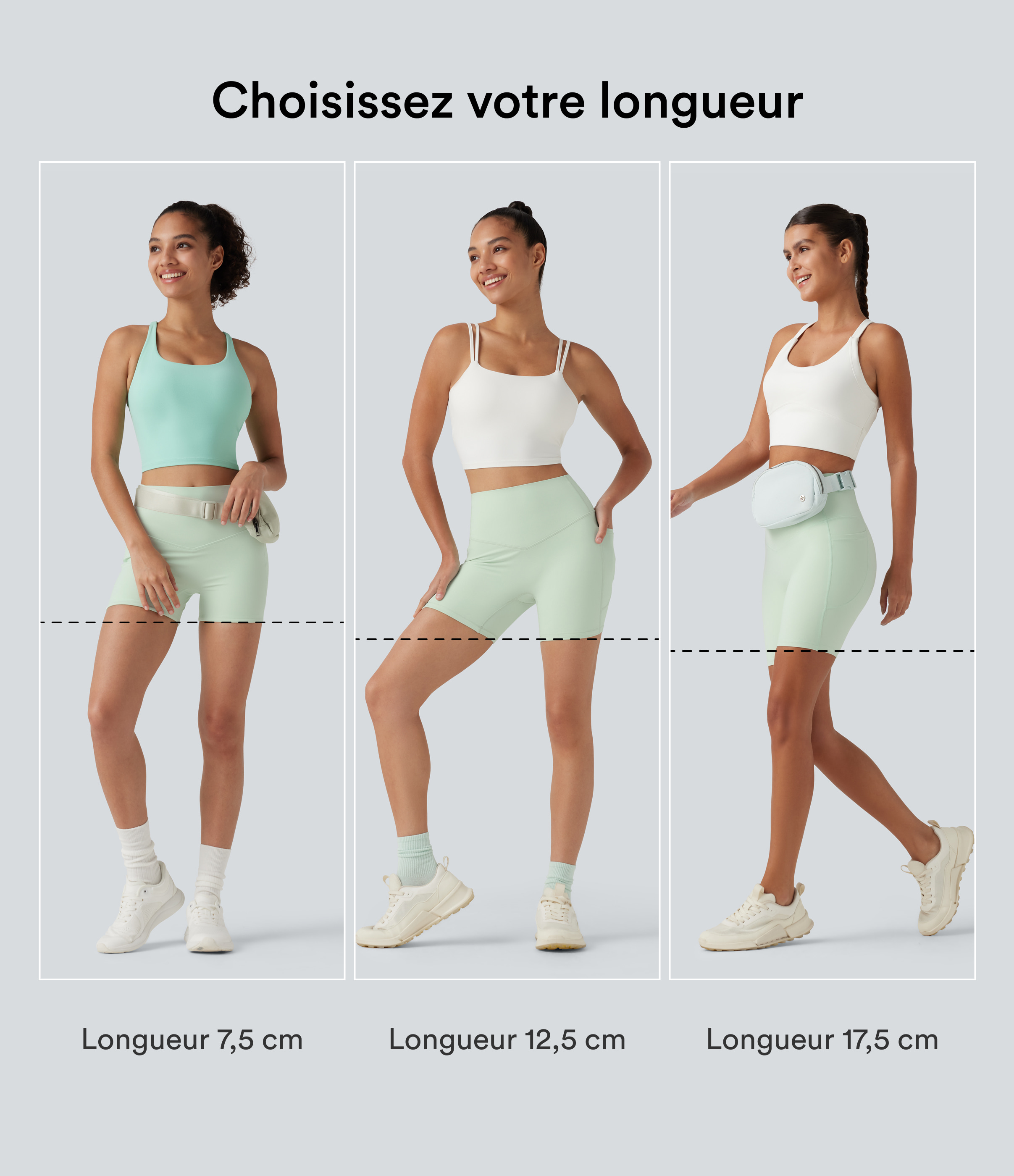 Dusty Aqua Short biker d’entraînement taille haute gainant Halara UltraSculpt™ avec poches, 18 cm / 2