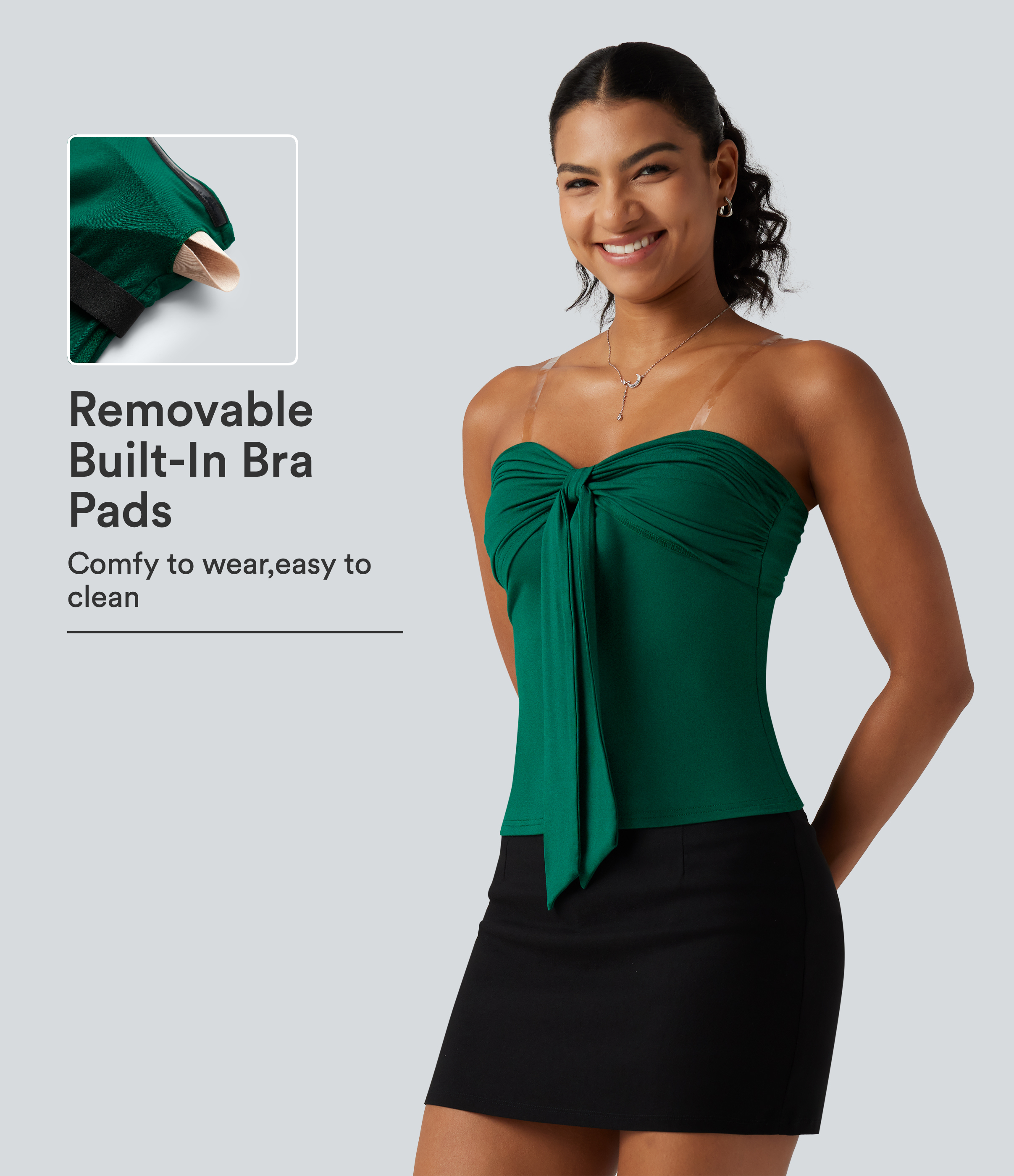 Tube-Top mit Knoten vorne und integriertem BH - lässiges Top