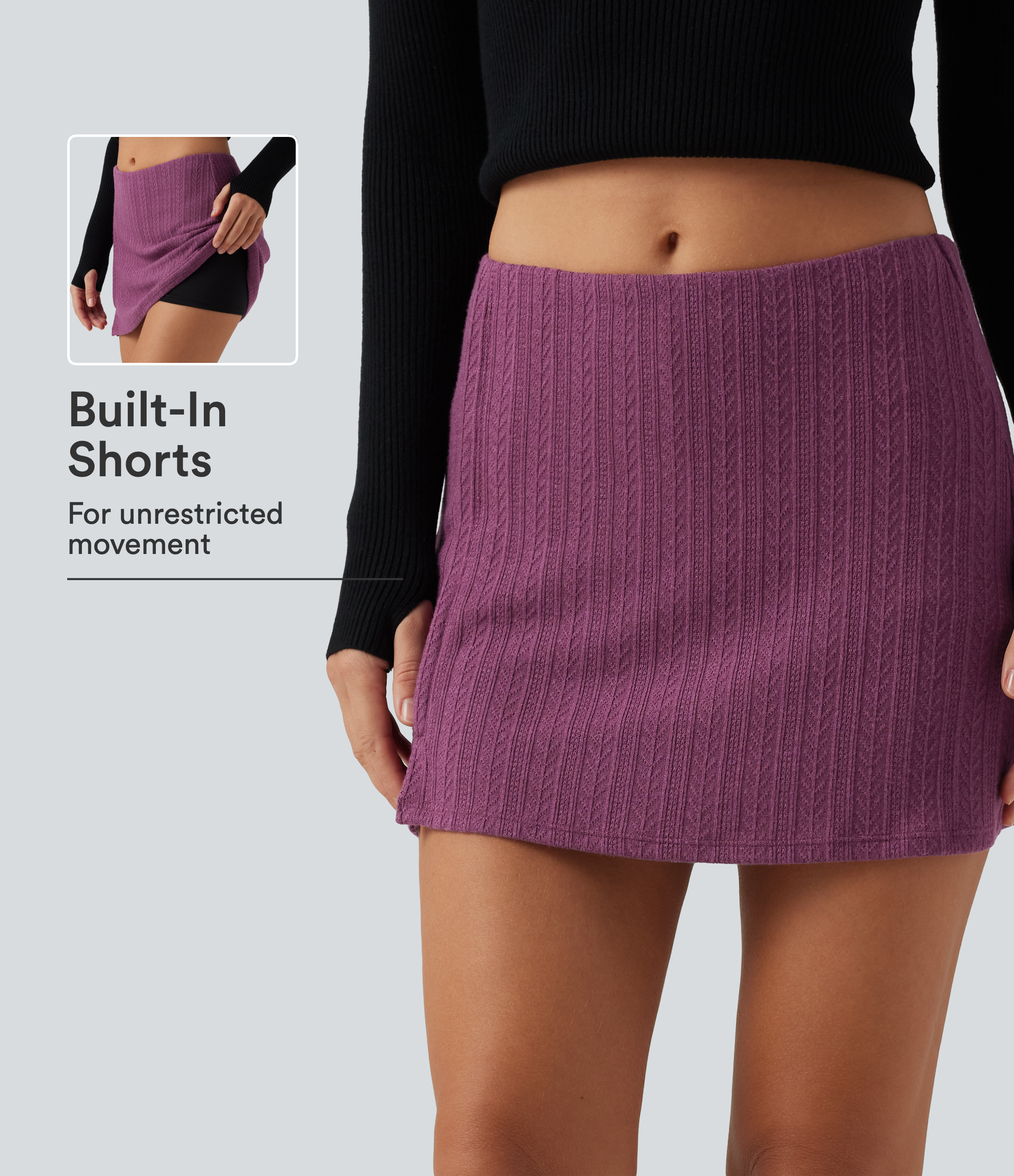 Low Rise A-Line Party Mini Skirt with Built-in Shorts