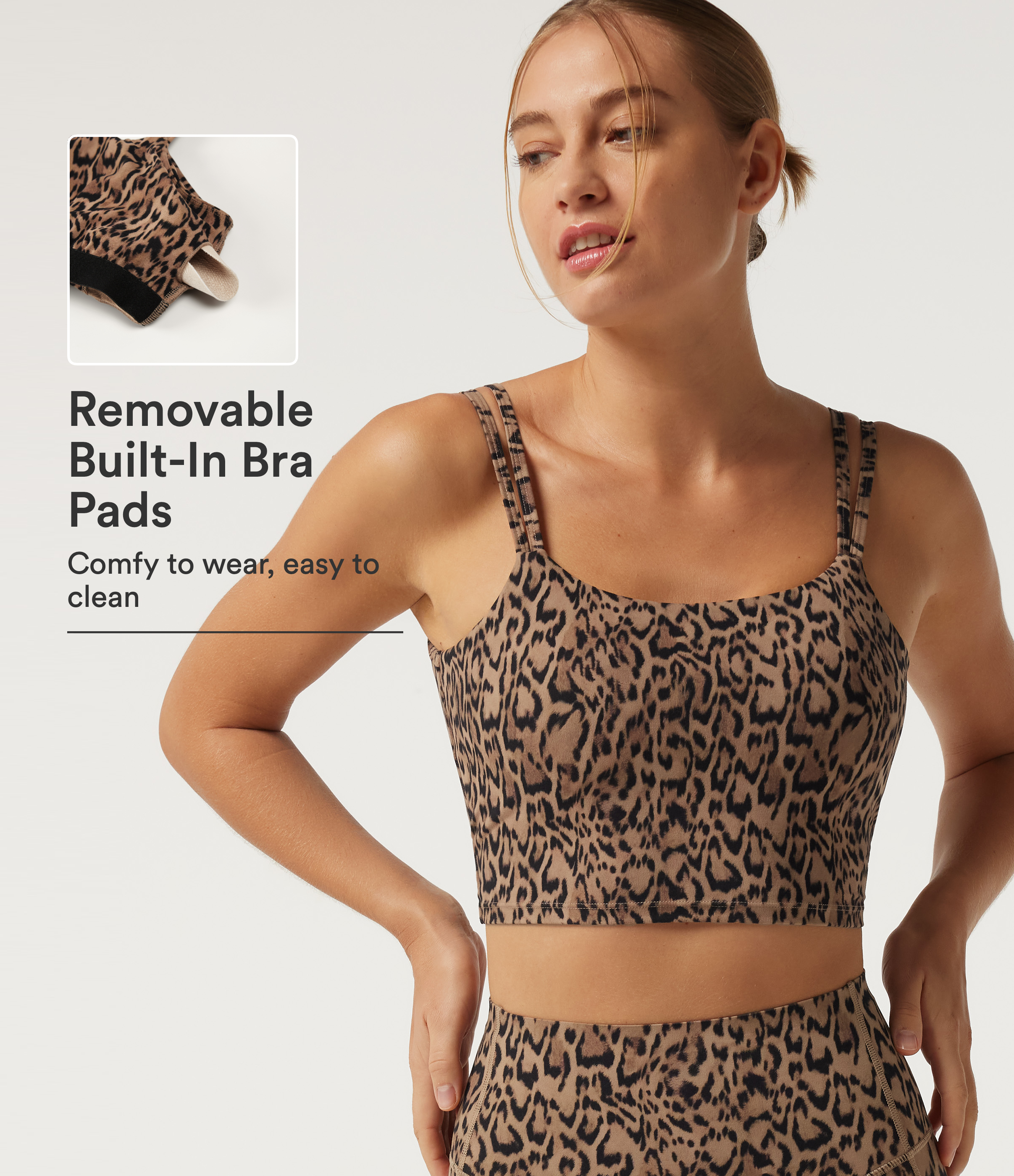 Halara UltraSculpt™ Leopard Print Light Support Square Neck Twisted Yoga Sports Bra with Built-in Bra