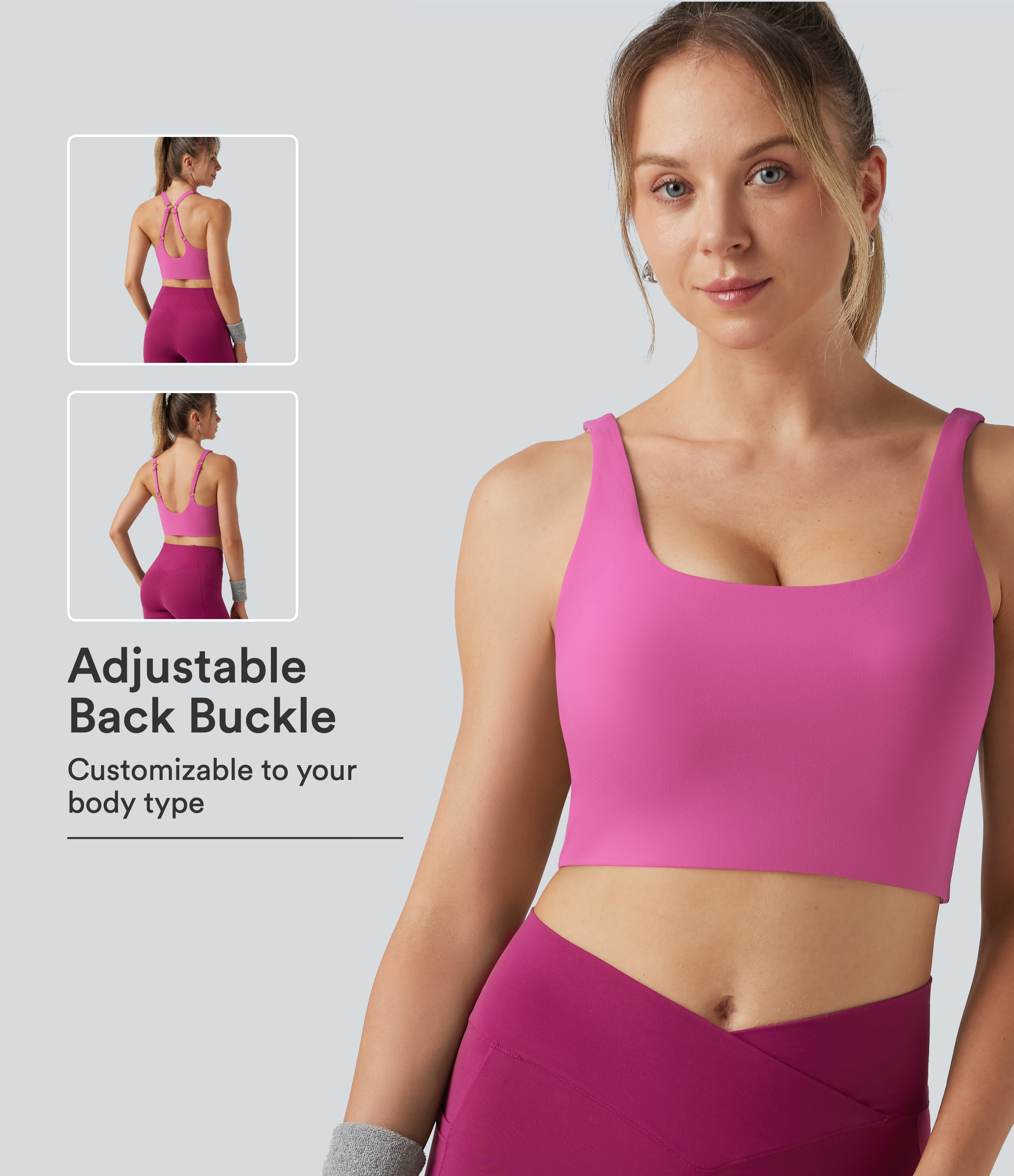 SoftlyZero™ Light Support U-Neck Yoga Sports Bra with Built-in Bra for DD-F Cups