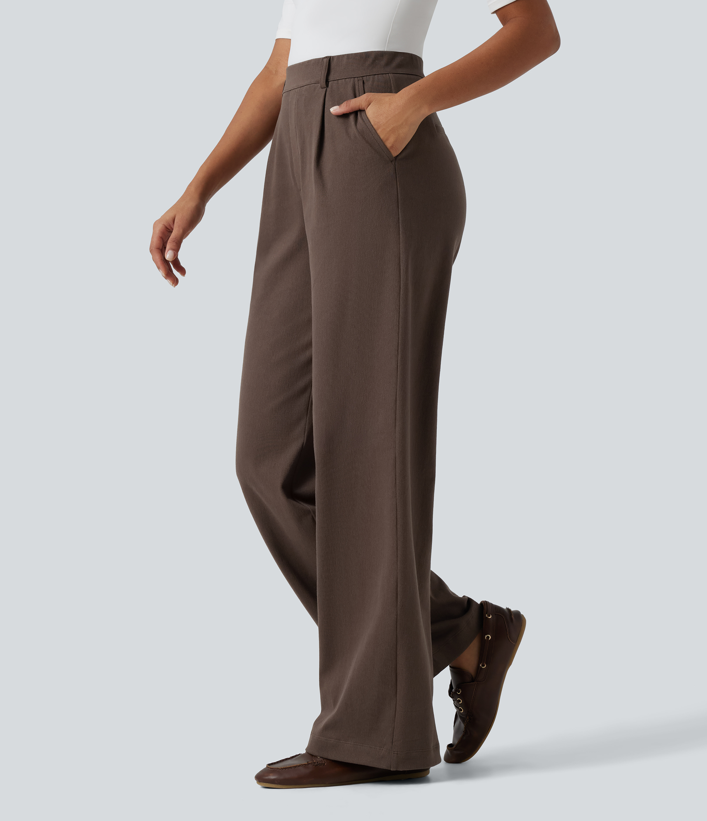 Chocolate Martini High Waisted Wide Leg Work Pants with Pockets / 2