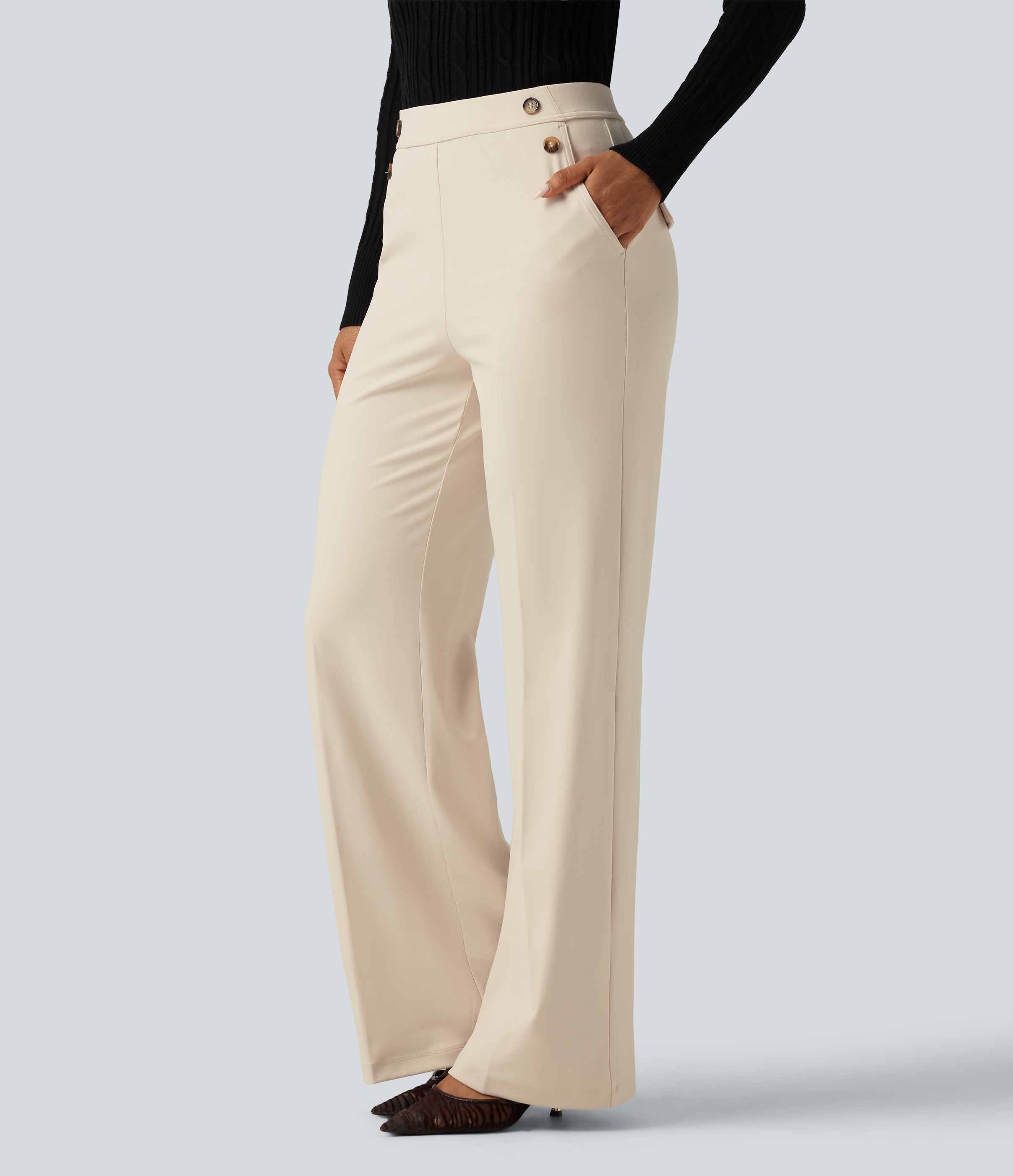 Halara Flex™ DayStretch Wrinkle Recovery High Waisted Flare Work Pants with Pockets