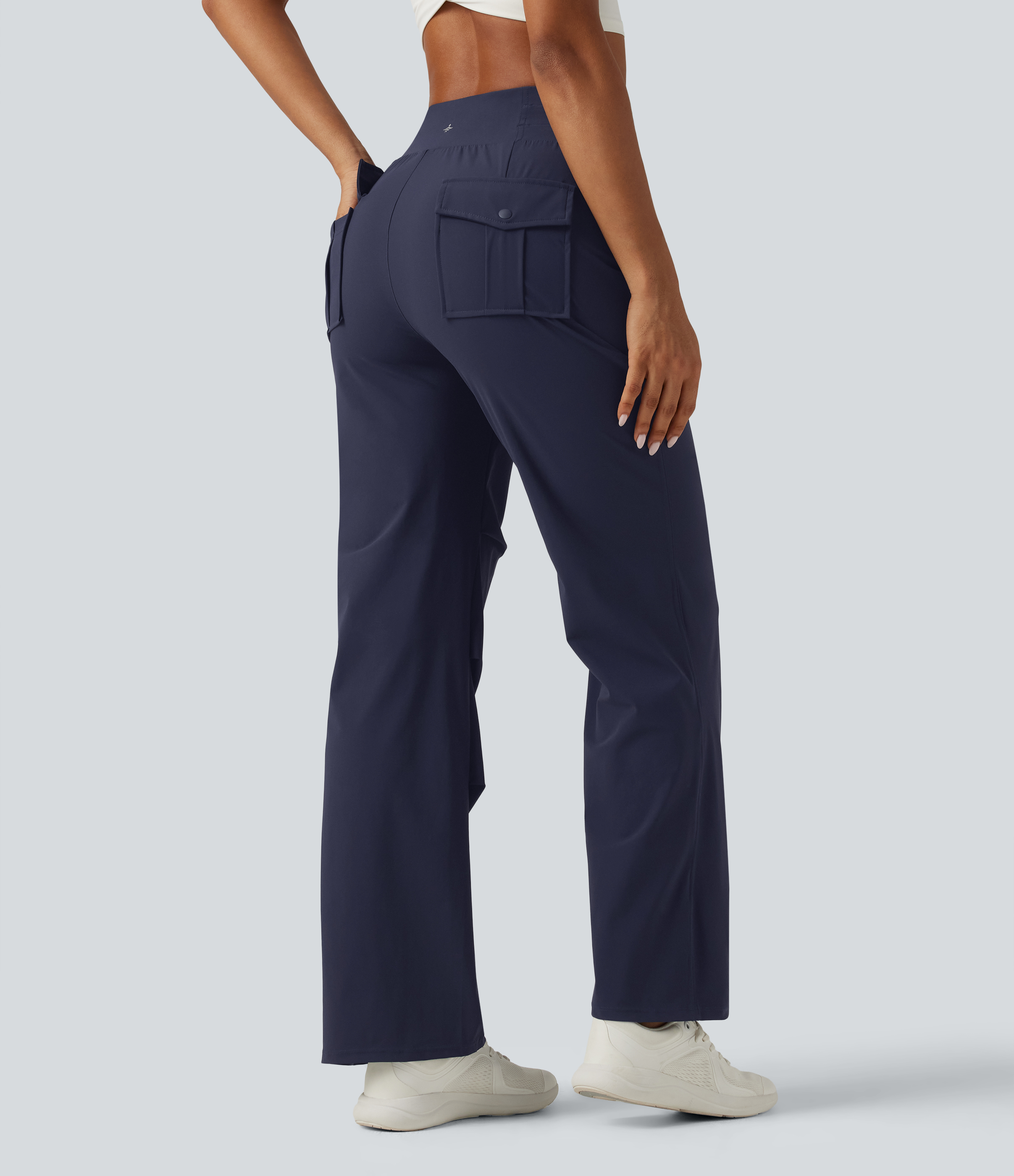 Peacoat High Waisted Drawstring Quick Dry Running Pants with Pockets / 2