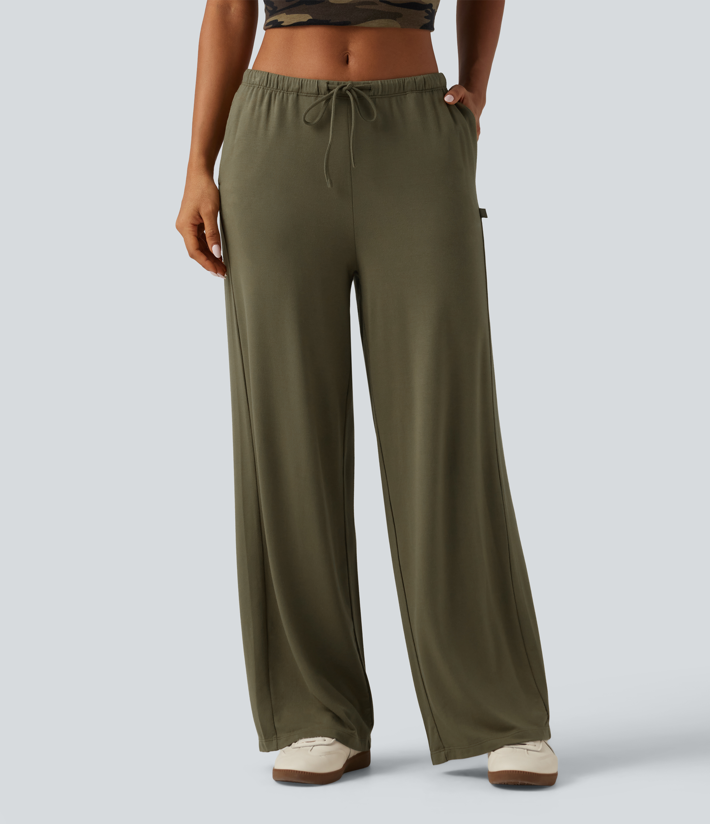 Low Rise Drawstring Straight Leg Casual Sweatpants with Pockets