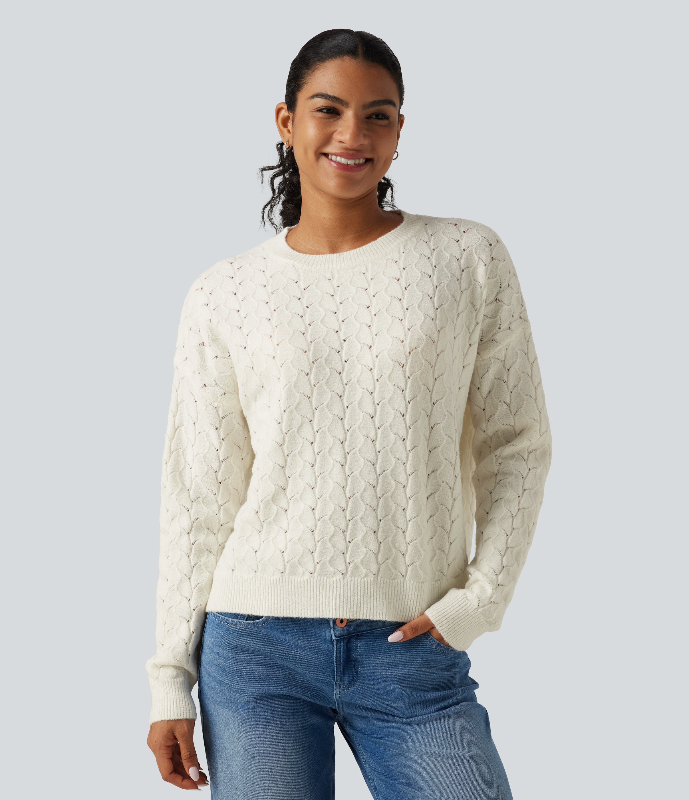 Round Neck Long Sleeve Causal Sweater