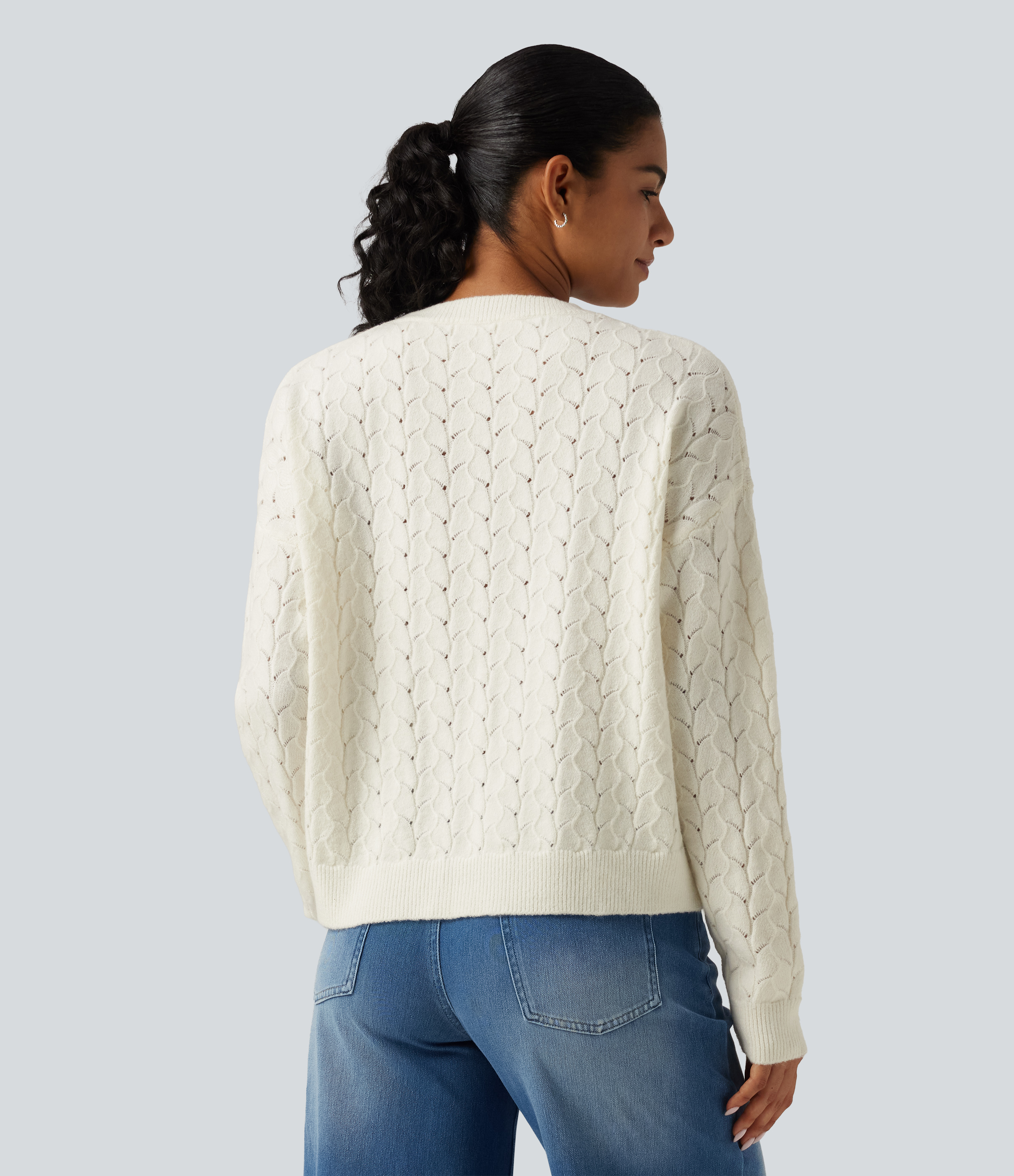 Marshmallow Round Neck Long Sleeve Causal Sweater / 2