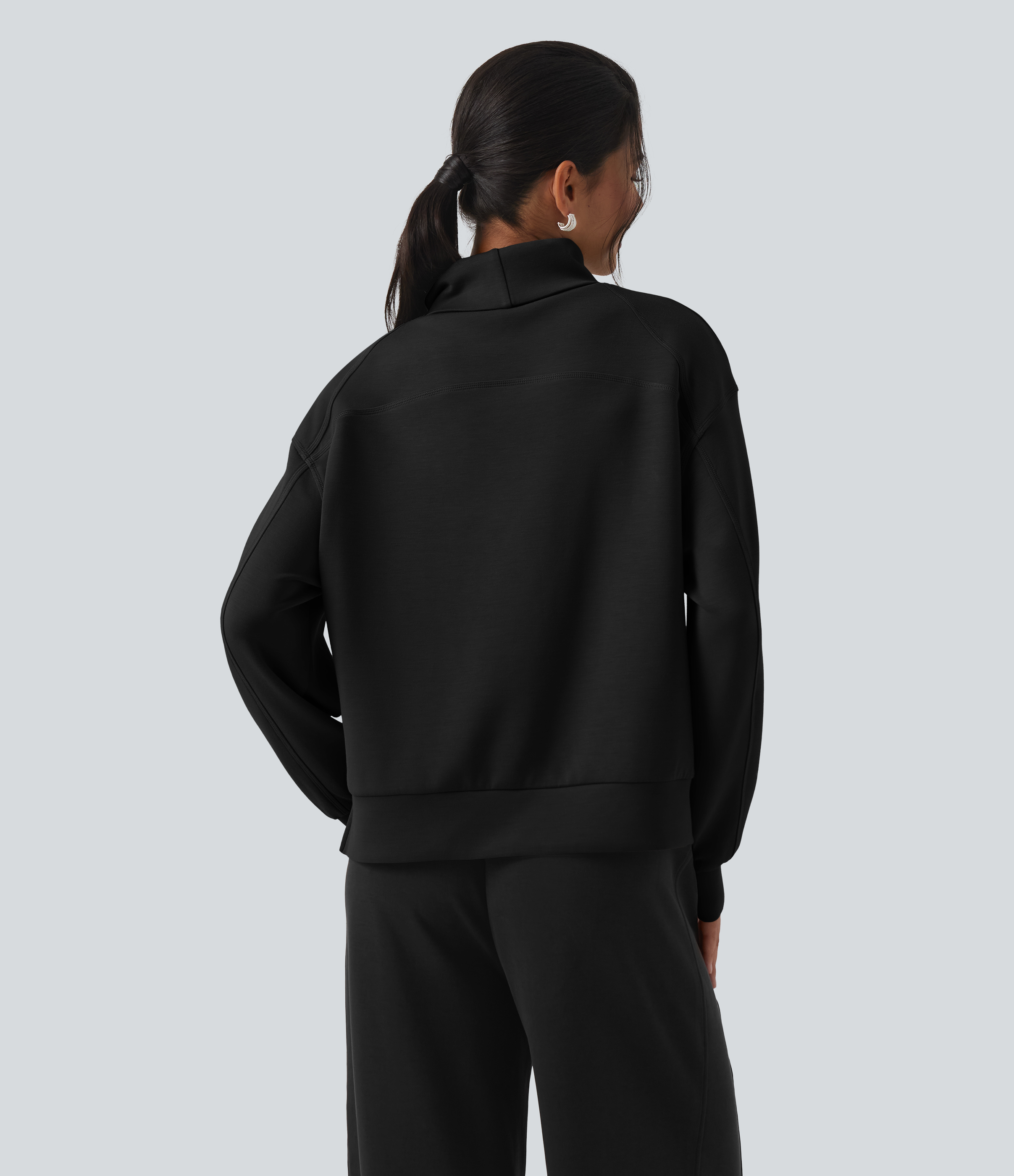 Schwarz SpacerTek™ Arbeits-Sweatshirt mit hohem Stehkragen und langen Ärmeln / 2