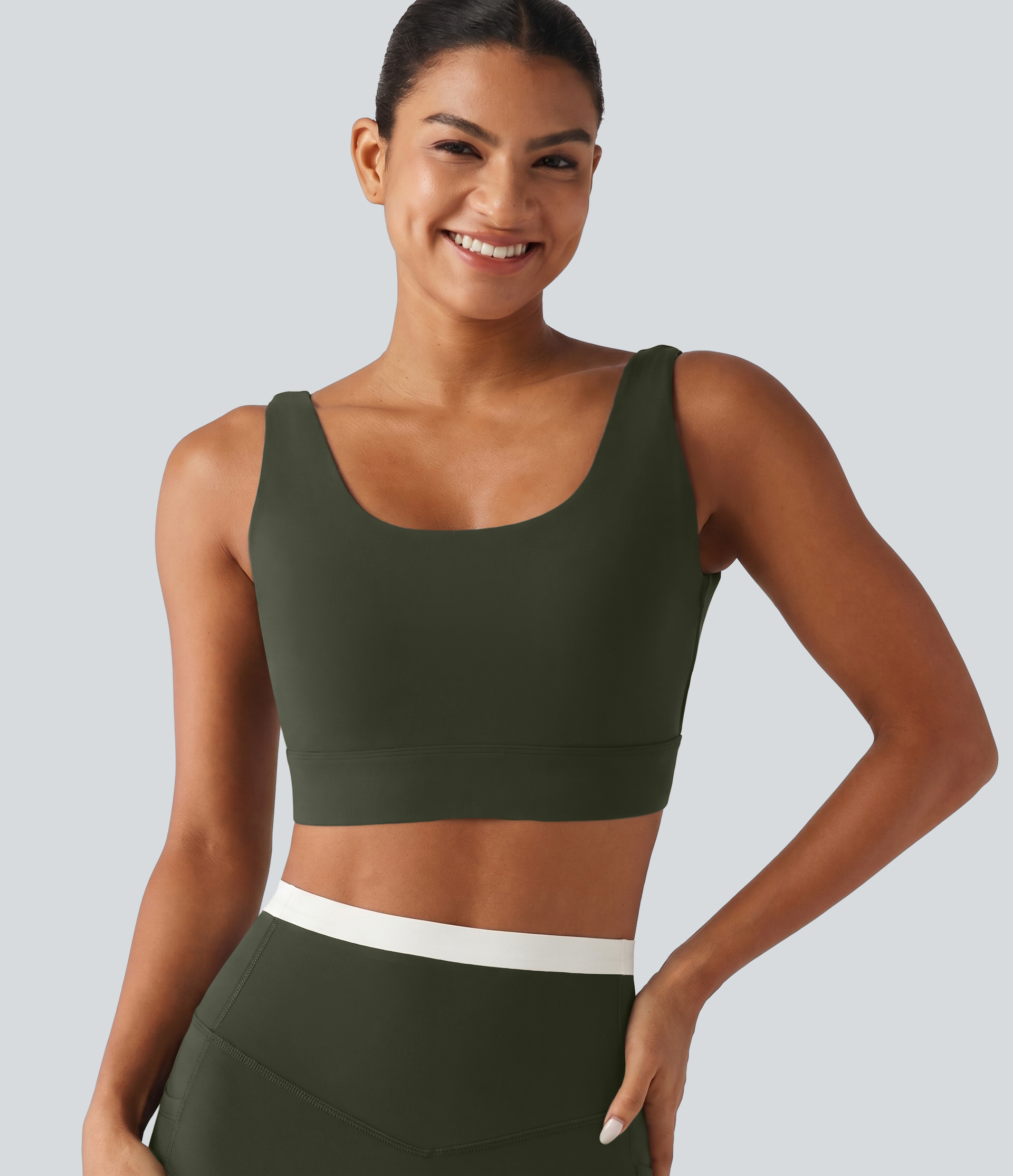 Halara Ultrasculpt™ Medium Support Backless Adjustable Buckle Built-in Bra Training Sports Bra DD-F Cups