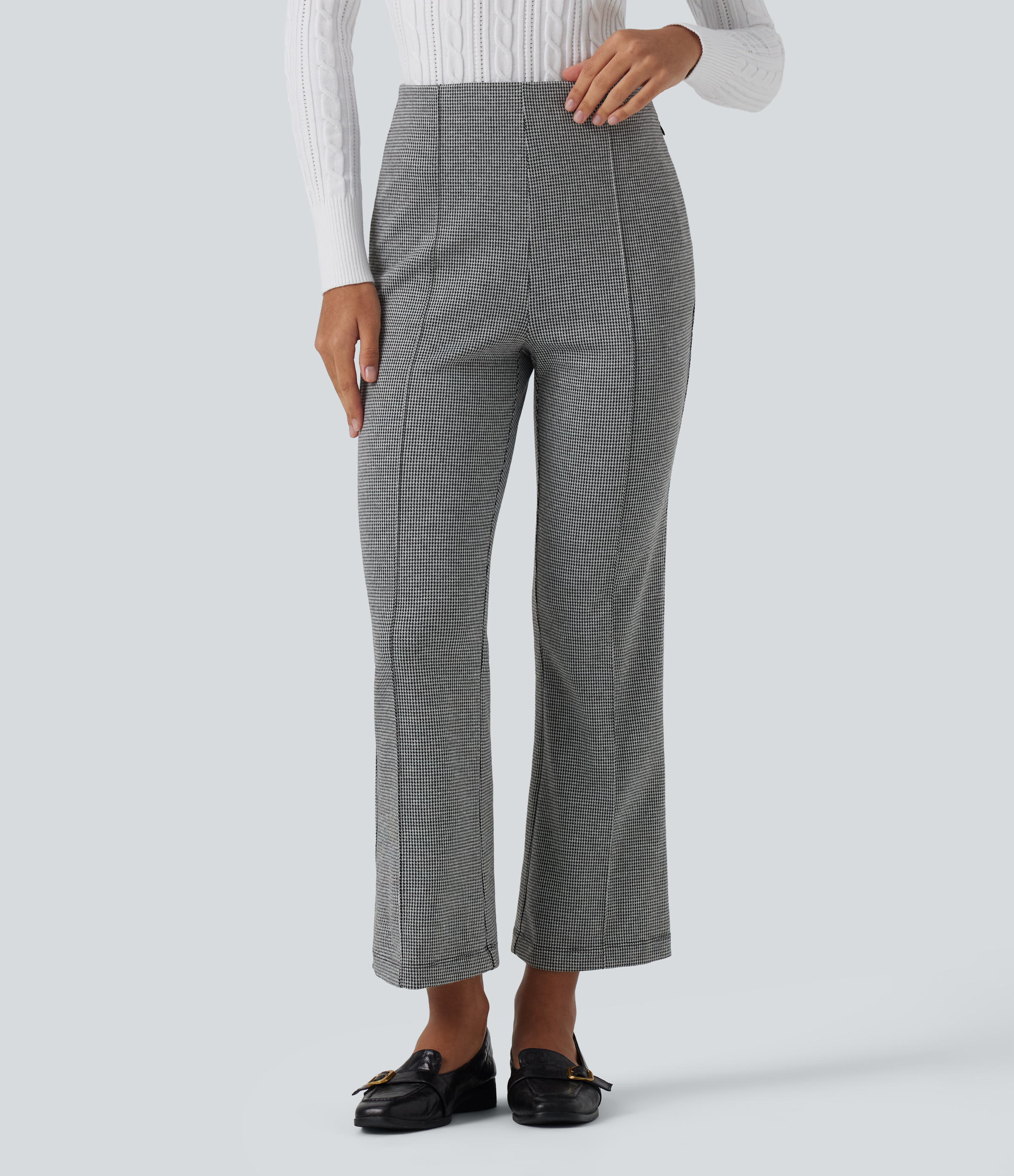 Halara Flex™ High Waisted Pintuck Bootcut Houndstooth Work Pants with Pockets