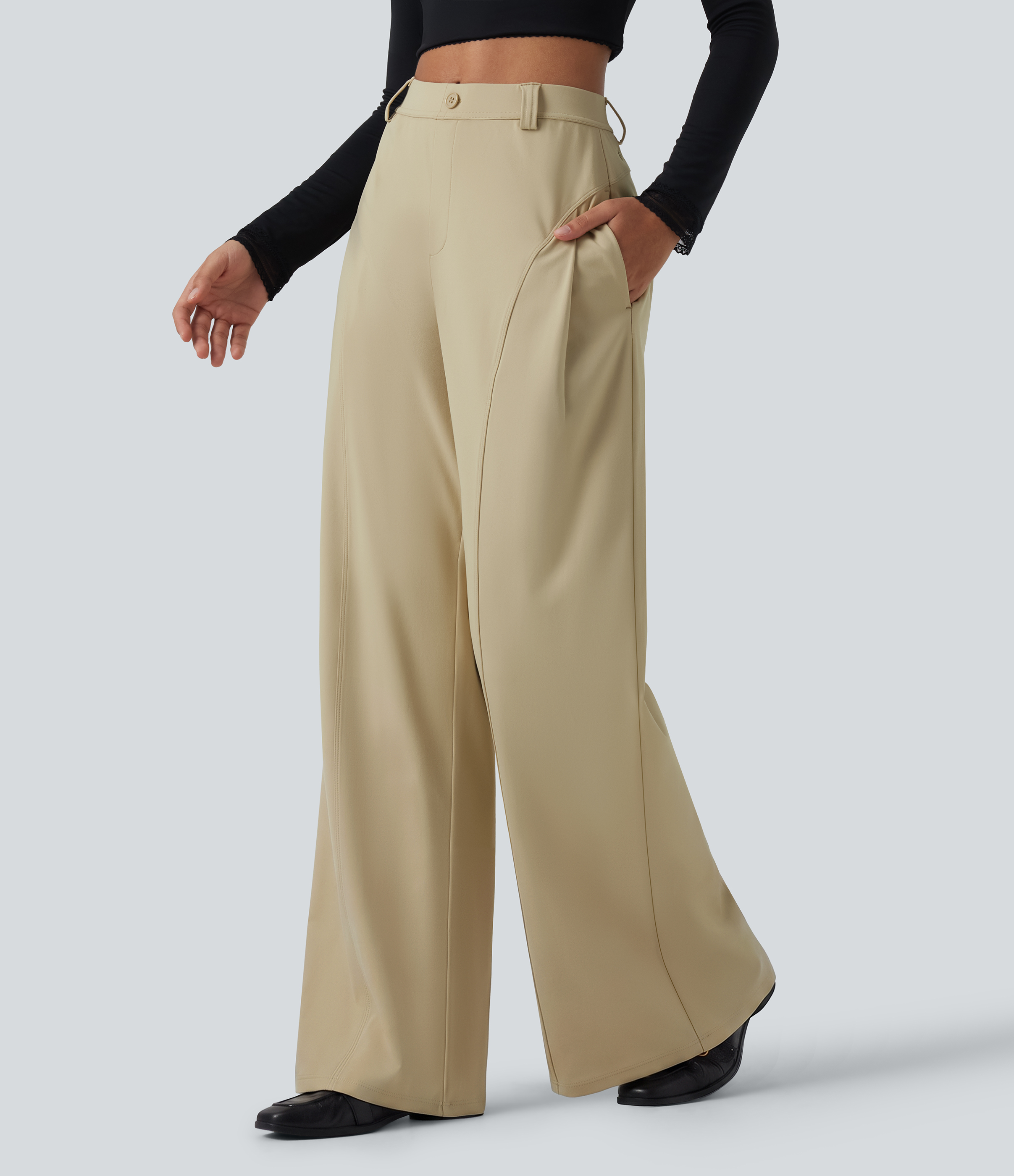 Halara Flex™ DayStretch Mid Rise Wide Leg Work Pants with Pockets