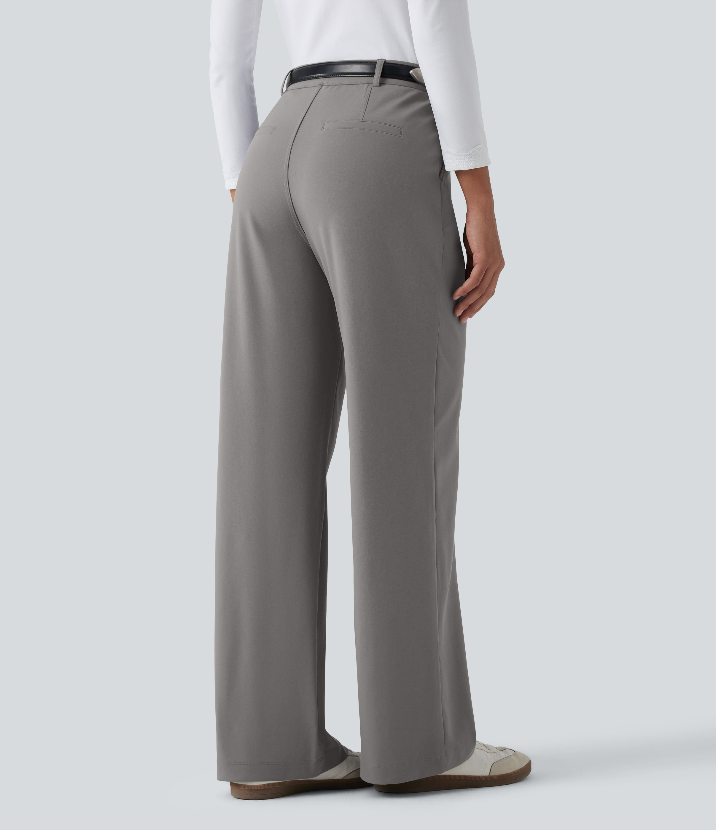 Silent Storm Halara Flex™ DayStretch Wrinkle Recovery High Waisted Straight Leg Pleated Work Pants with Pockets / 2