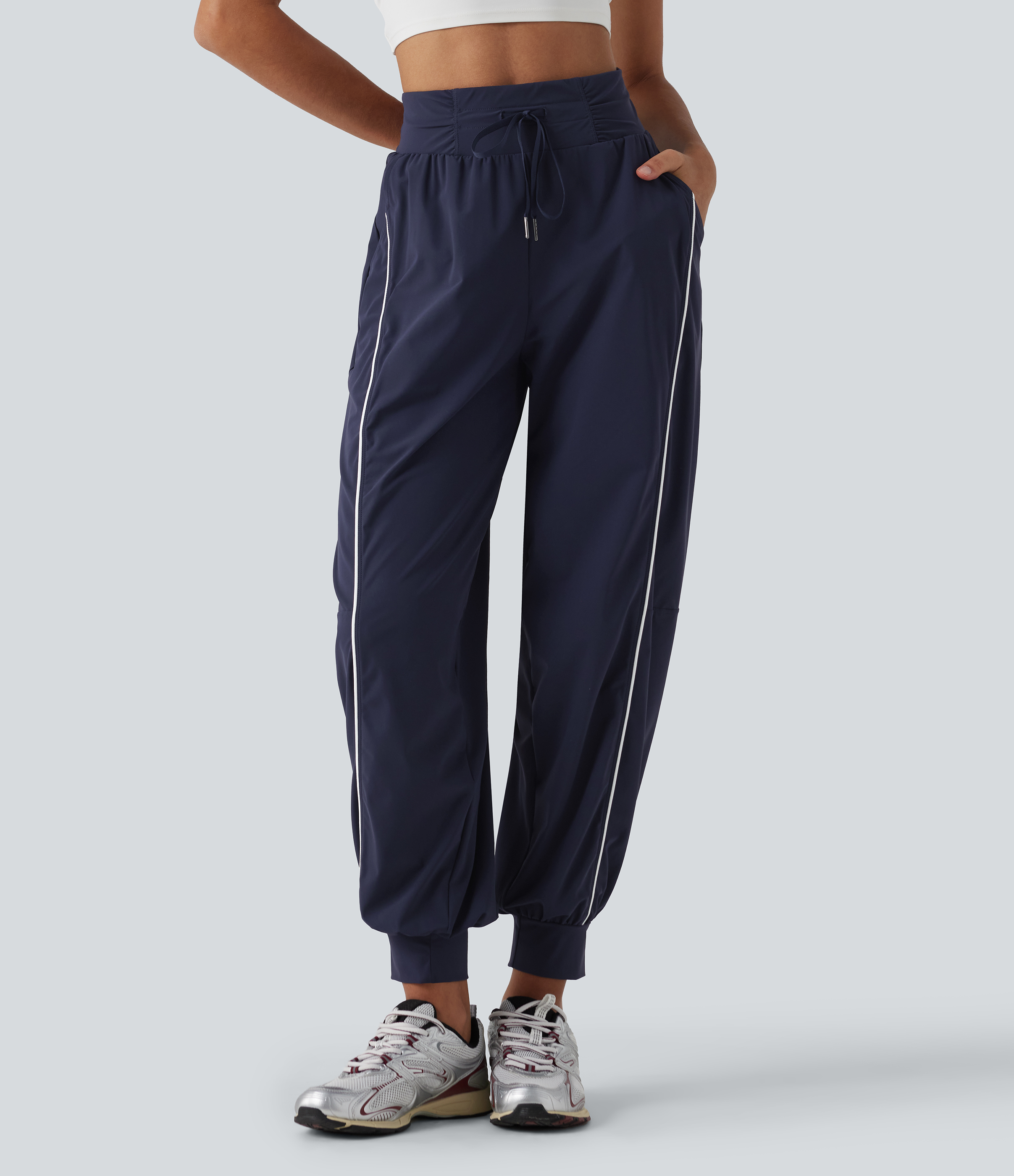 Joggers de running de talle alto con diseño color block, cordón, tejido InstantCool de secado rápido y bolsillos