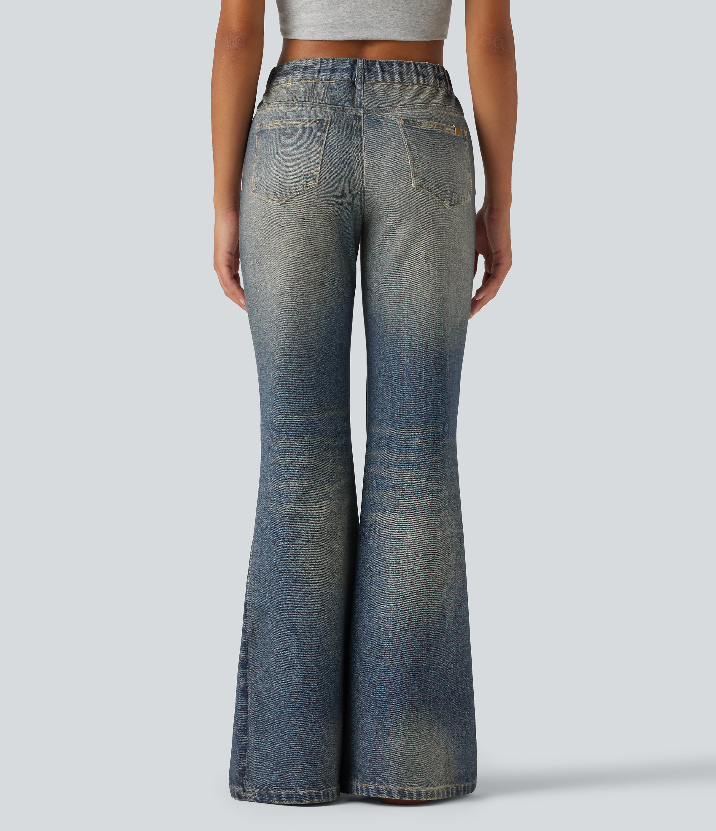 Dutch Blue Denim Jean flare effet denim taille mi-haute avec poches / 2