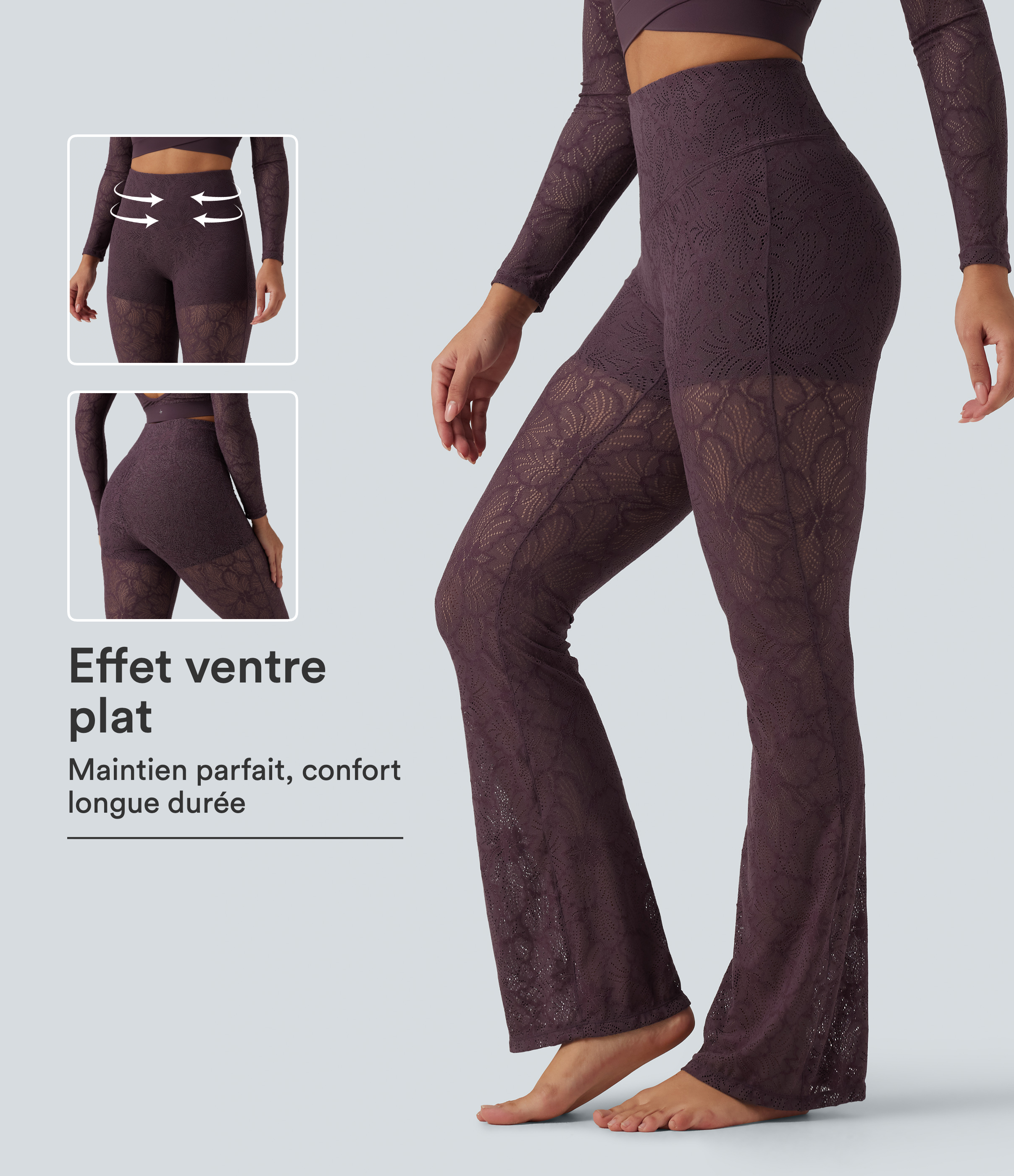 Legging de yoga flare Halara UltraSculpt™ taille haute gainant avec dentelle contrastée et poche