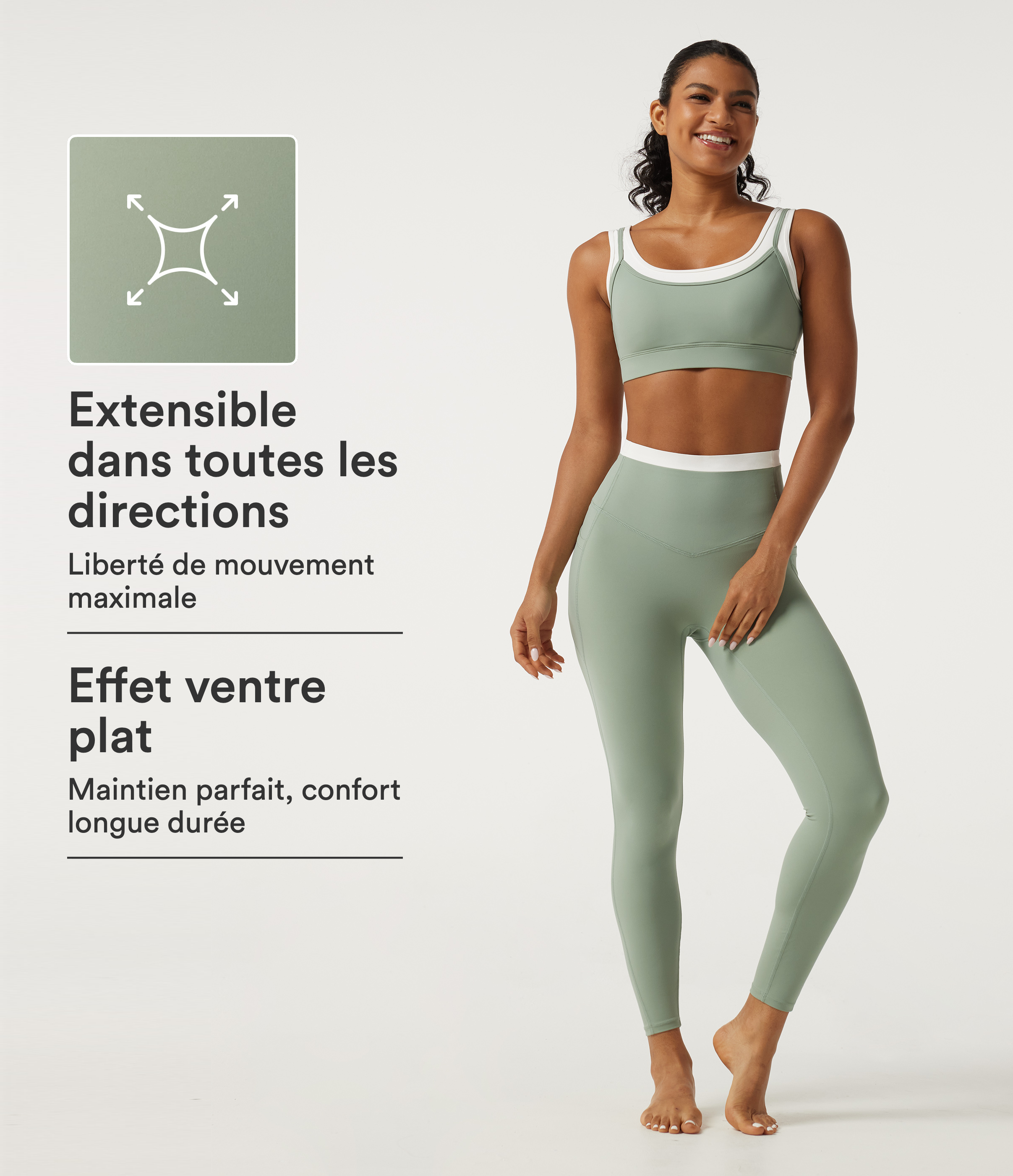 Ensemble 2 pièces Halara UltraSculpt™ : brassière de yoga à encolure en U, détail torsadé et color block avec coussinets amovibles + legging skinny taille haute gainant avec poches