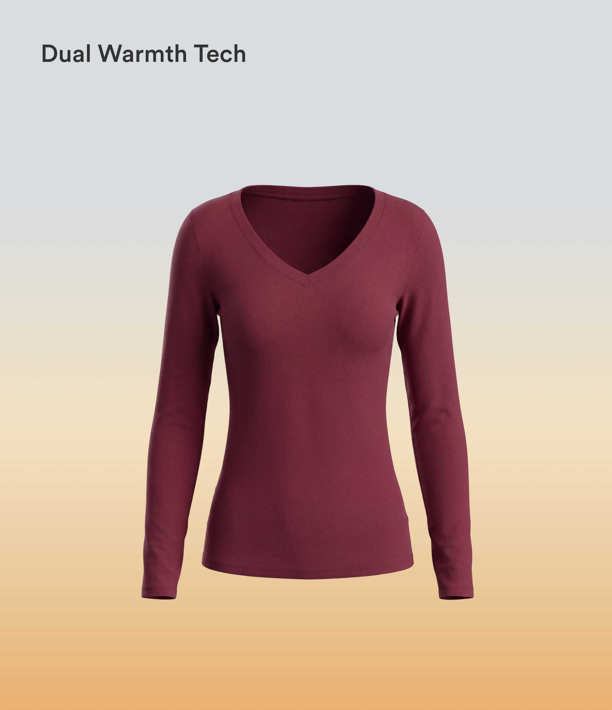 Cordovan Halara HeatCore V Neck Long Sleeve Thumb Hole Casual Warming Top / 2