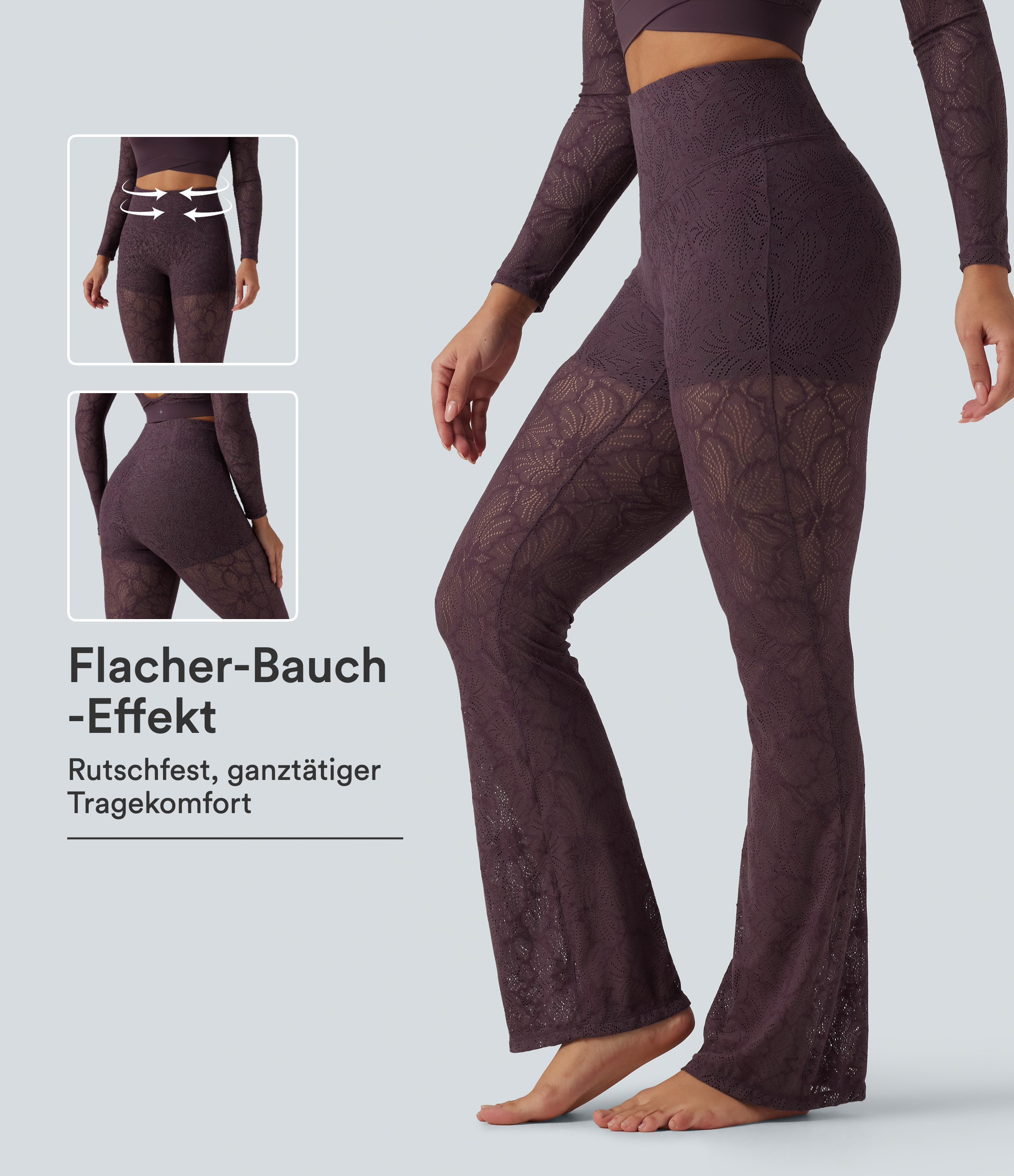 Halara UltraSculpt™ - Ausgestellte Yoga-Leggings mit hohem Bund, Bundtasche, Bauchkontrolle und Kontrastspitze