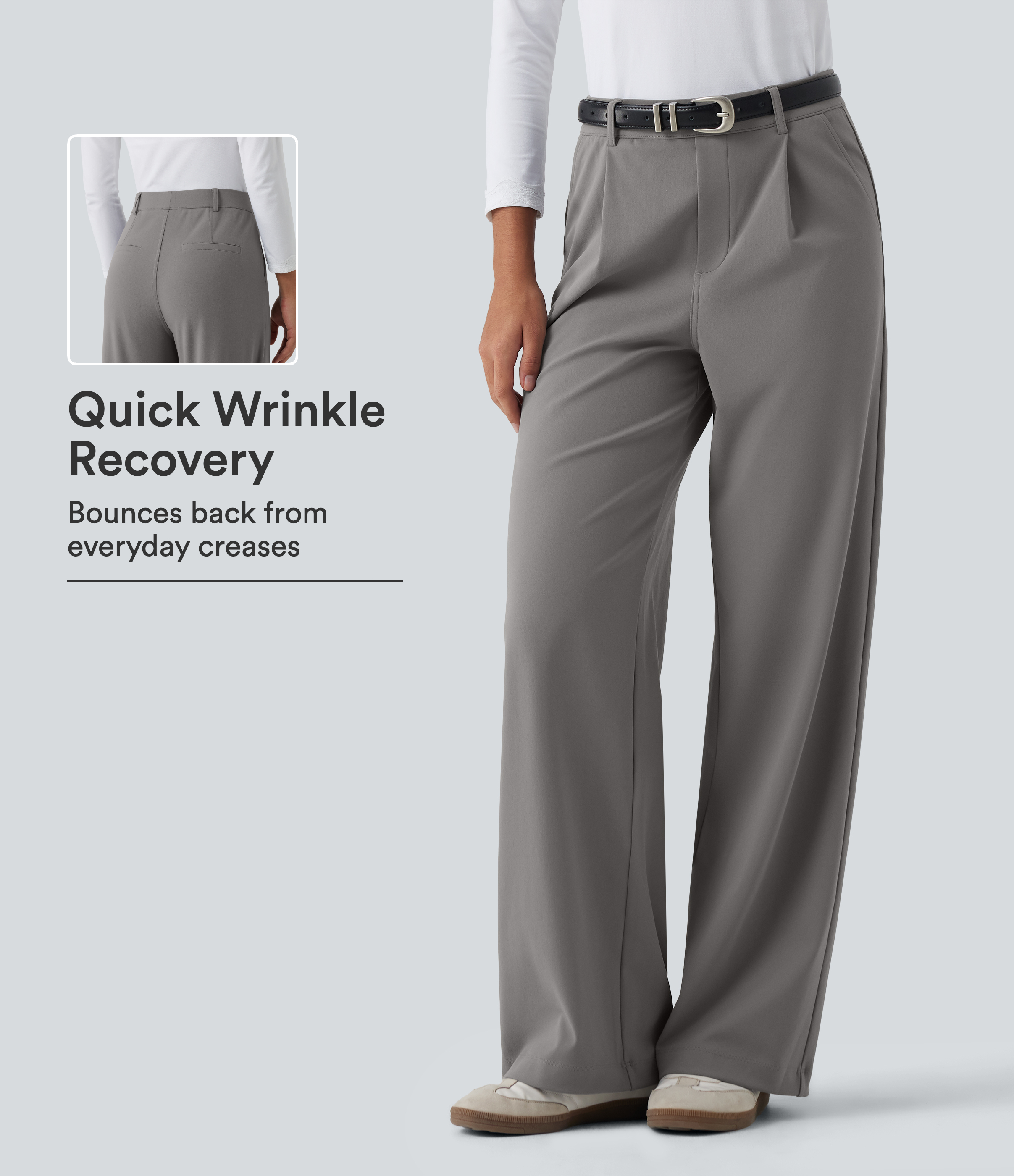 Halara Flex™ DayStretch Wrinkle Recovery High Waisted Straight Leg Pleated Work Pants with Pockets