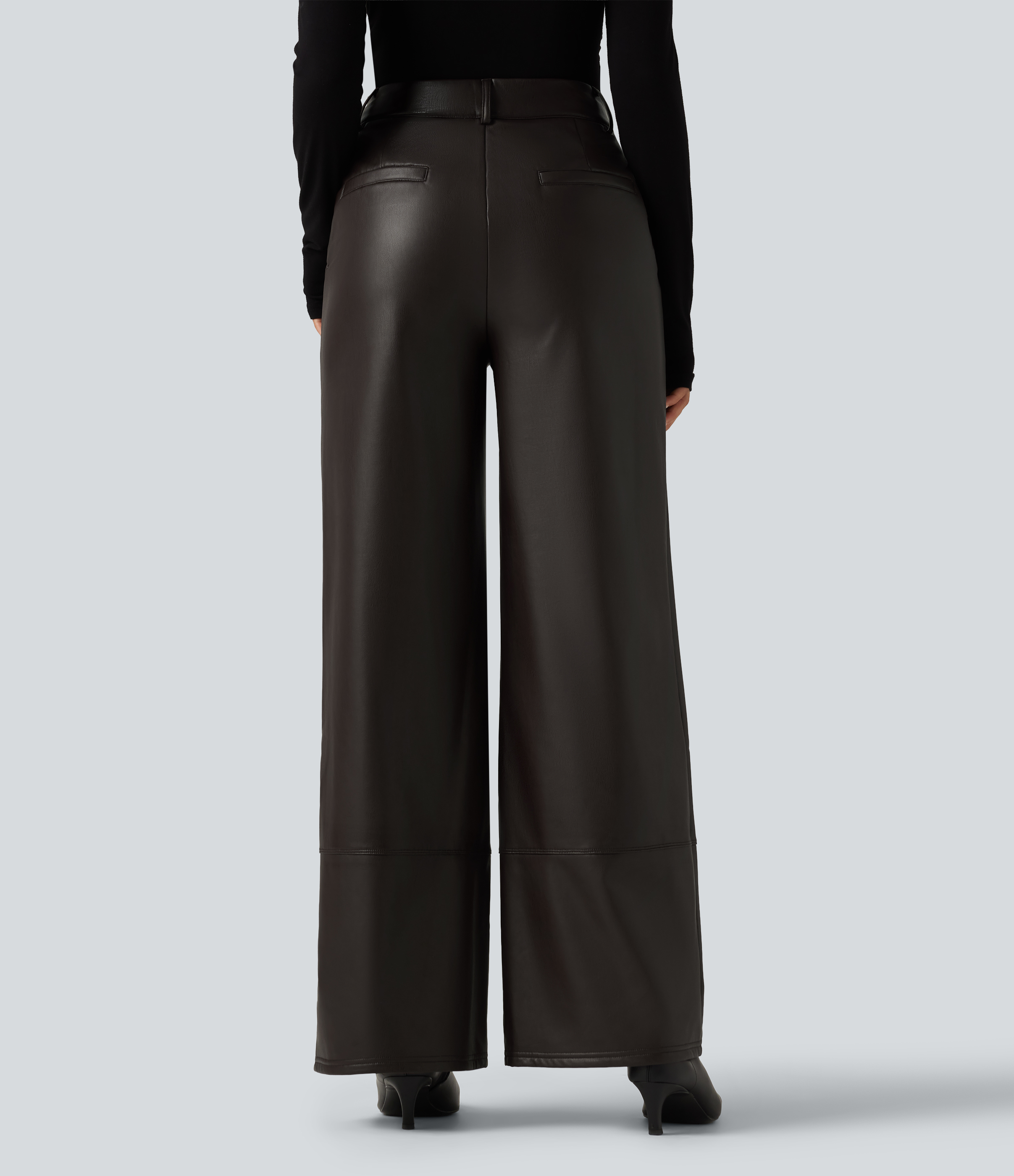 Hot Fudge Pantalon droit en simili stretch doublé polaire taille haute avec poches / 2