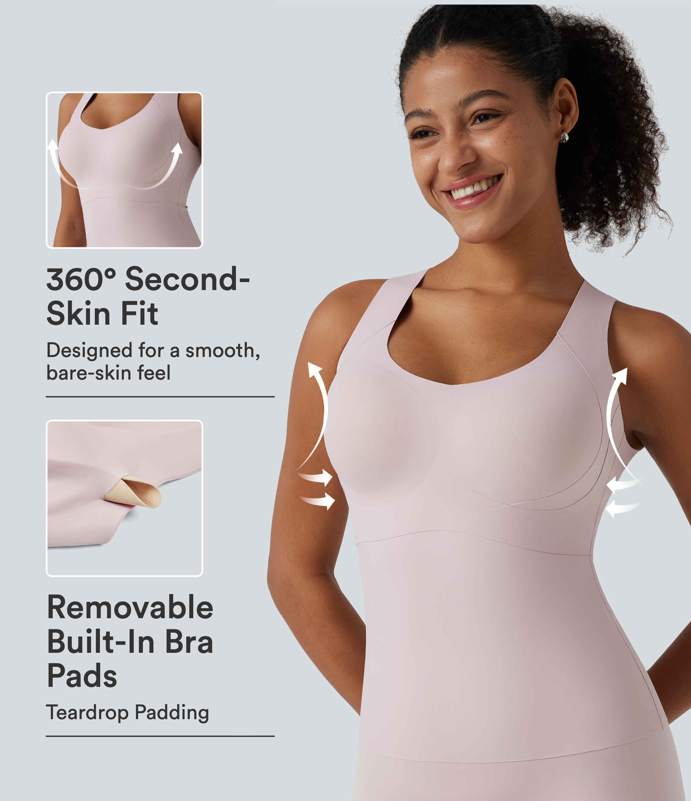U Neck Push-Up Built-in Bra Casual Underwear