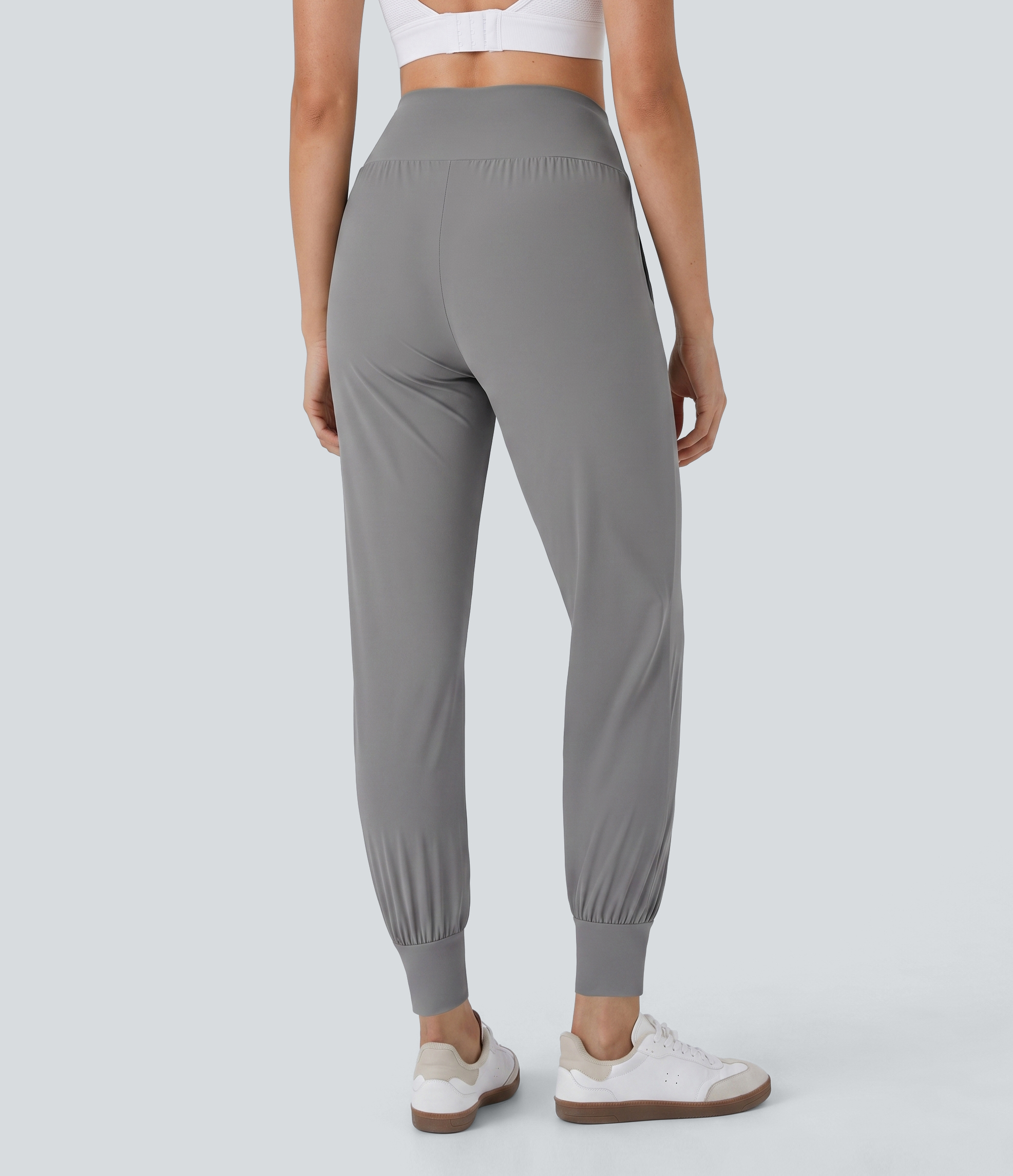 High Waisted Plain Pocket Casual Joggers
