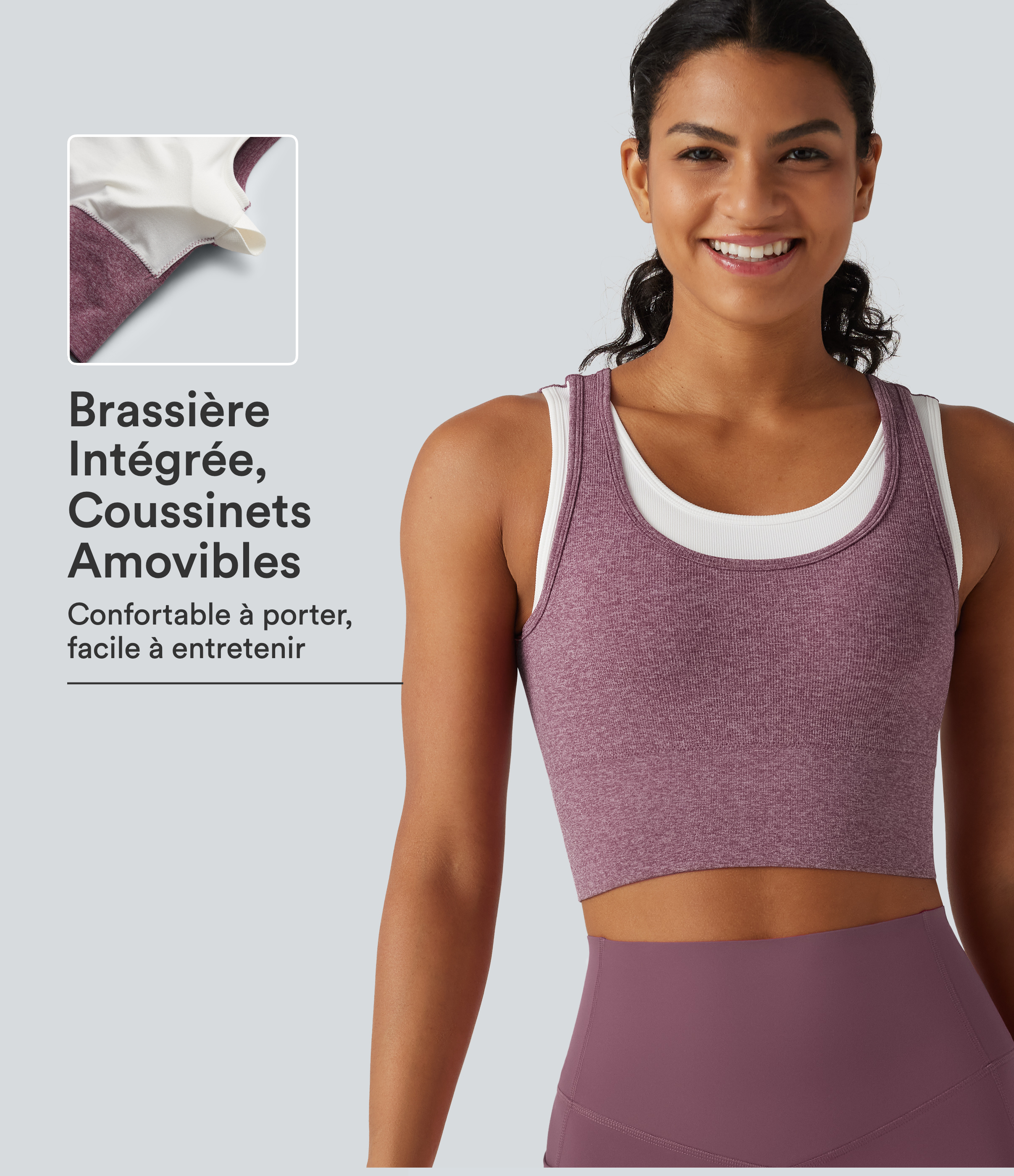 Brassière de sport OneForm Seamless Flow 2-en-1 à maintien léger et encolure en U