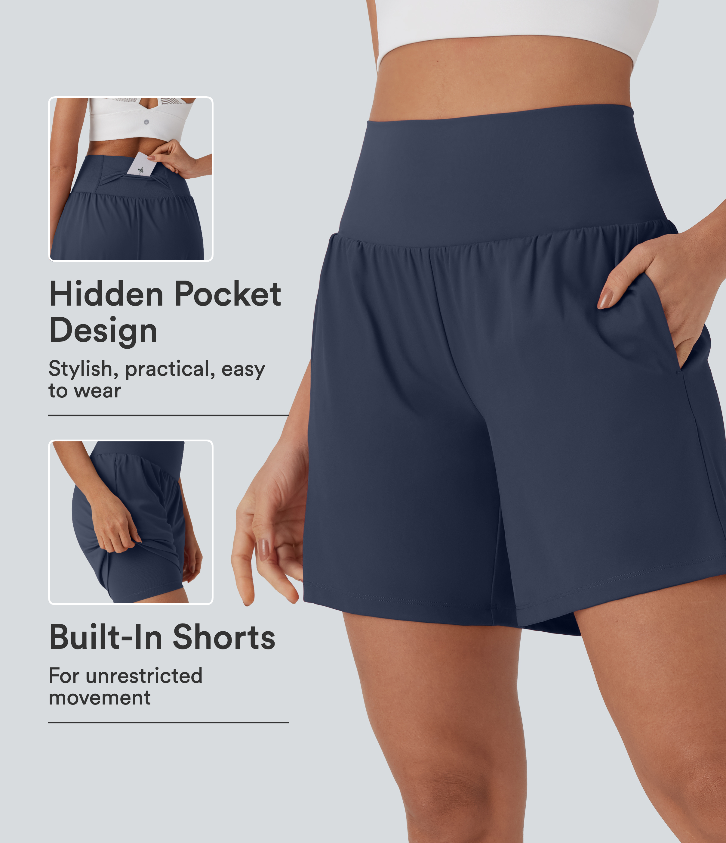 Softlyzero™ Airy Super High Waisted 2-in-1 InstantCool Women Yoga Gym Running Shorts 7" with Pockets