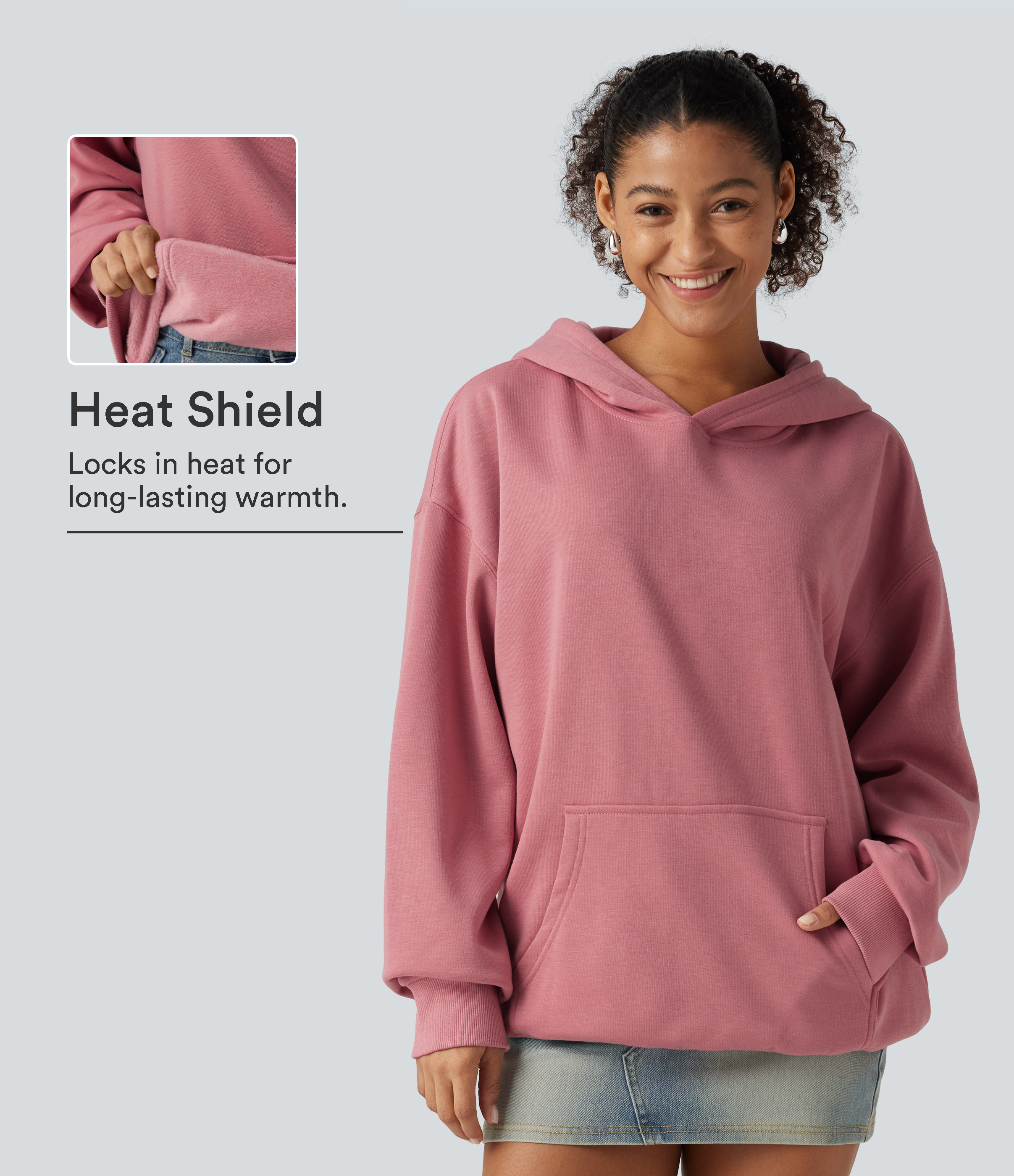 Hooded Long Sleeve Fleece Casual Sweatshirt