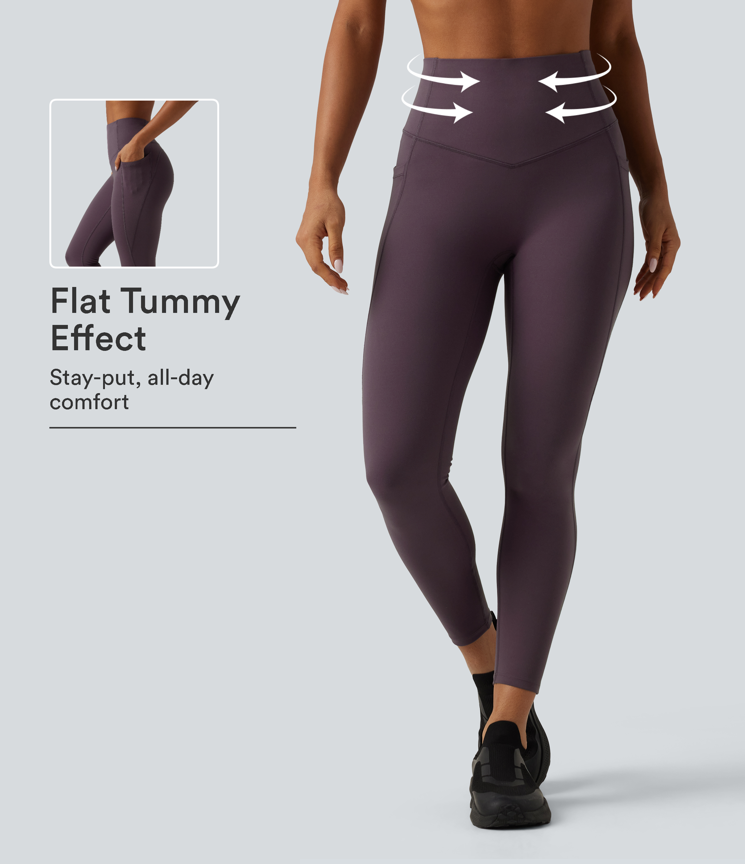 High Waisted Tummy Control Training Leggings with Pockets