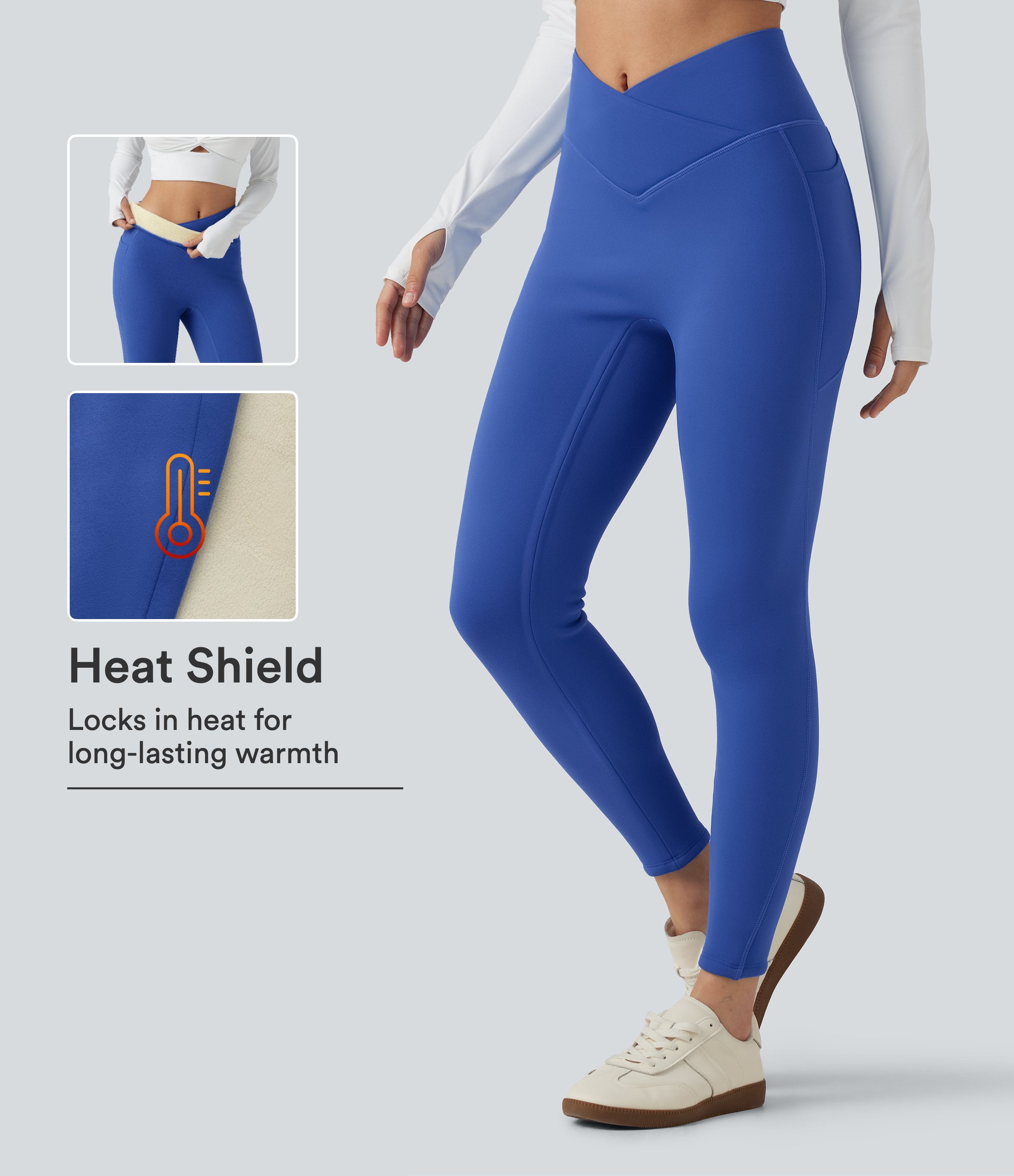 SoftlyZero™ High Waisted Crossover Fleece Yoga Leggings with Pockets