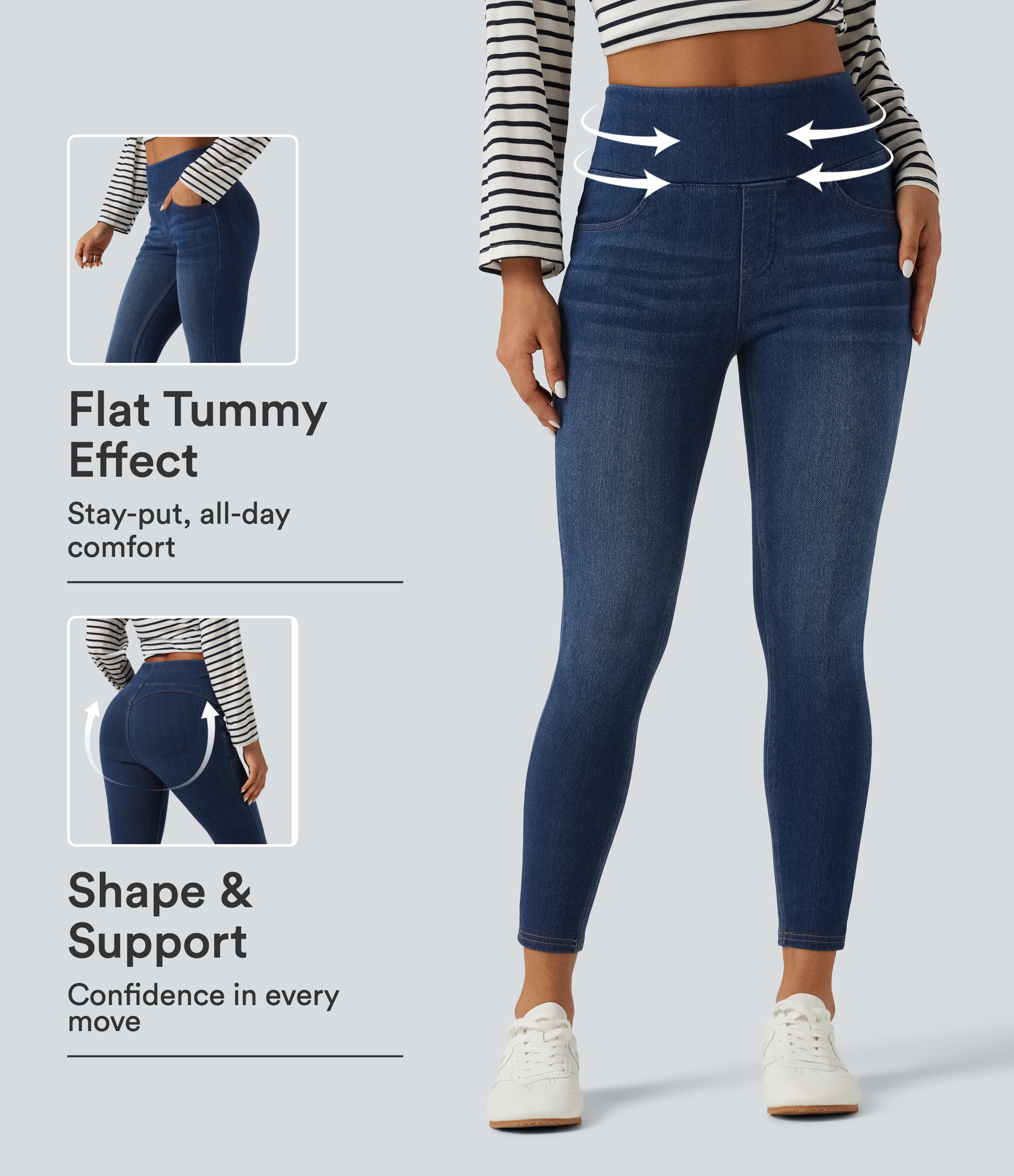 Halara Flex™ Denim Heat High Waisted Skinny Tummy Control Butt Lifting Denim Leggings with Pockets