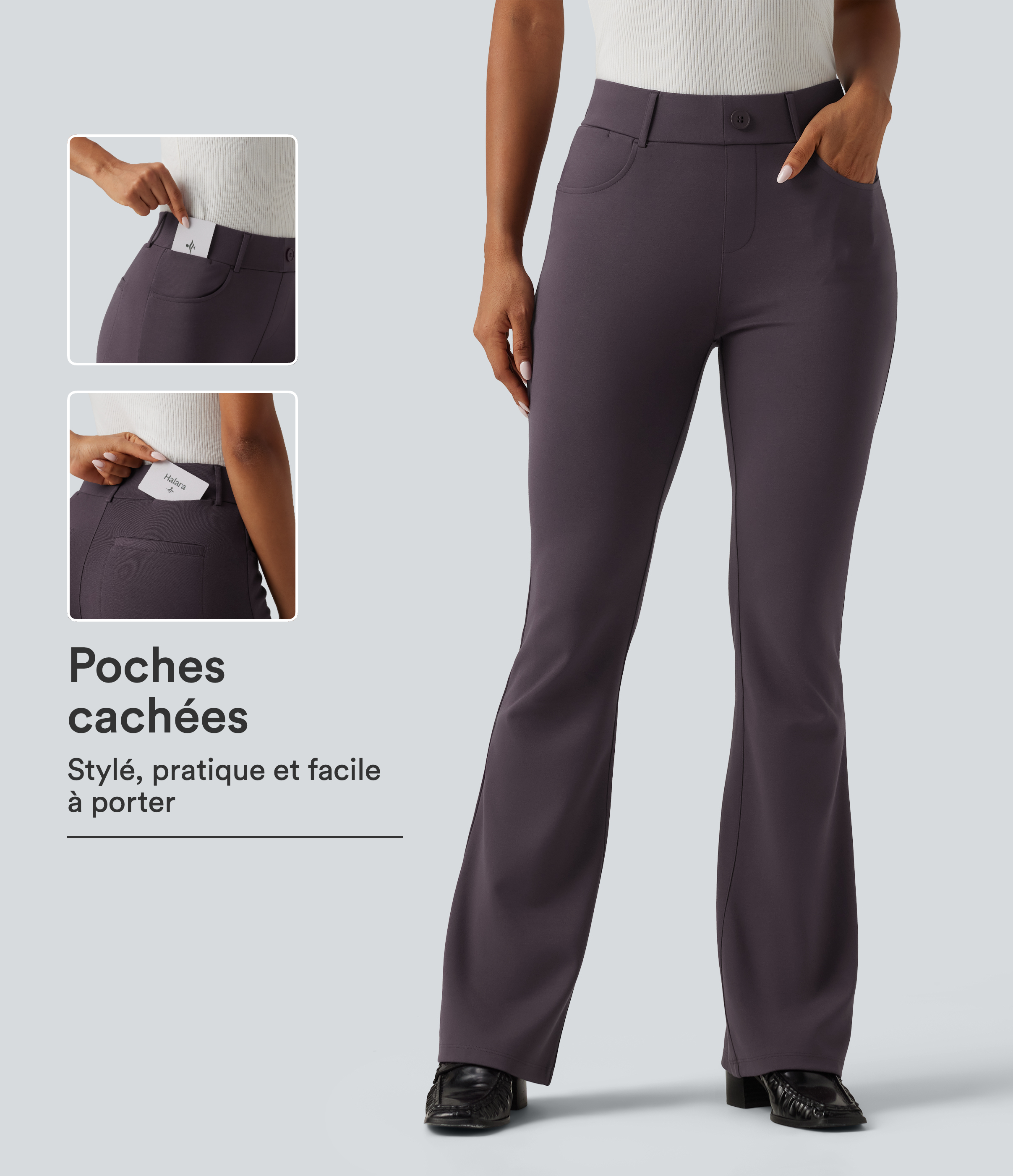 Pantalon de bureau bootcut Halara Flex™ taille mi-haute avec poches
