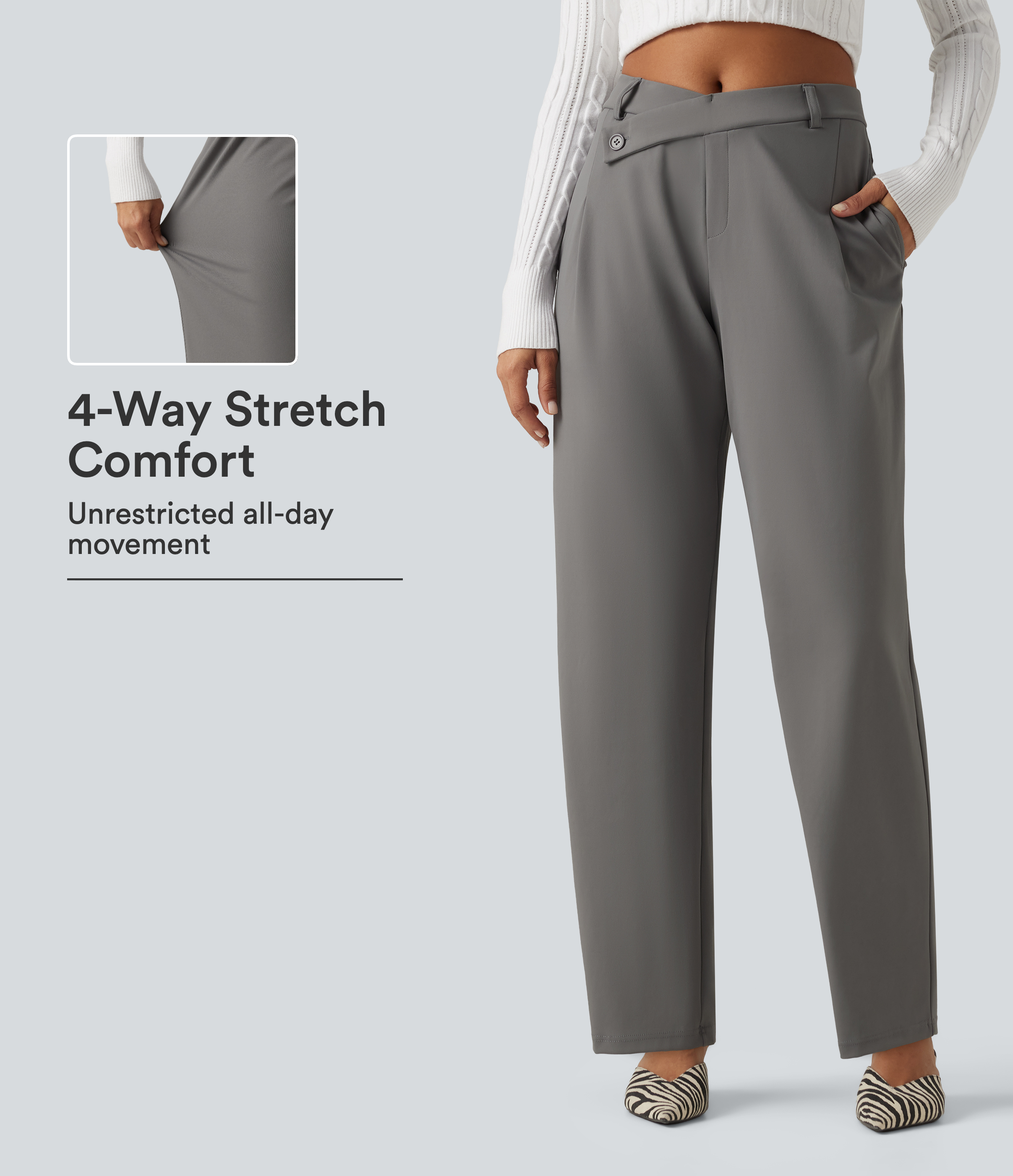 Halara Flex™ DayStretch High Waisted Asymmetric Tapered Work Pants with Pockets