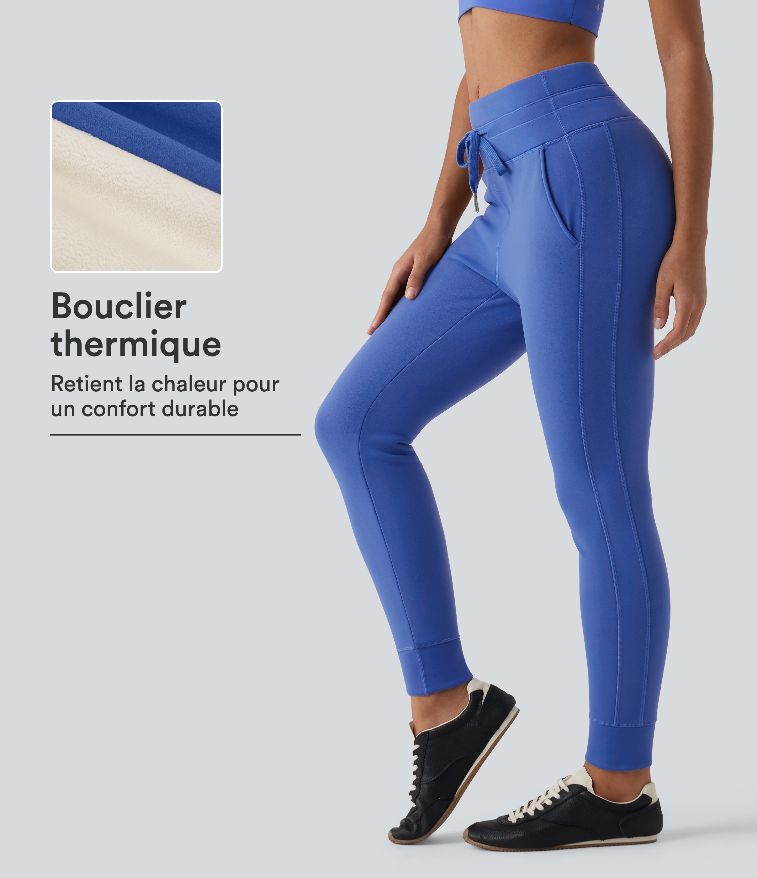 Beaucoup Blue Jogging de yoga SoftlyZero™ Plush doublé polaire taille haute coupe ajustée avec poches / 1