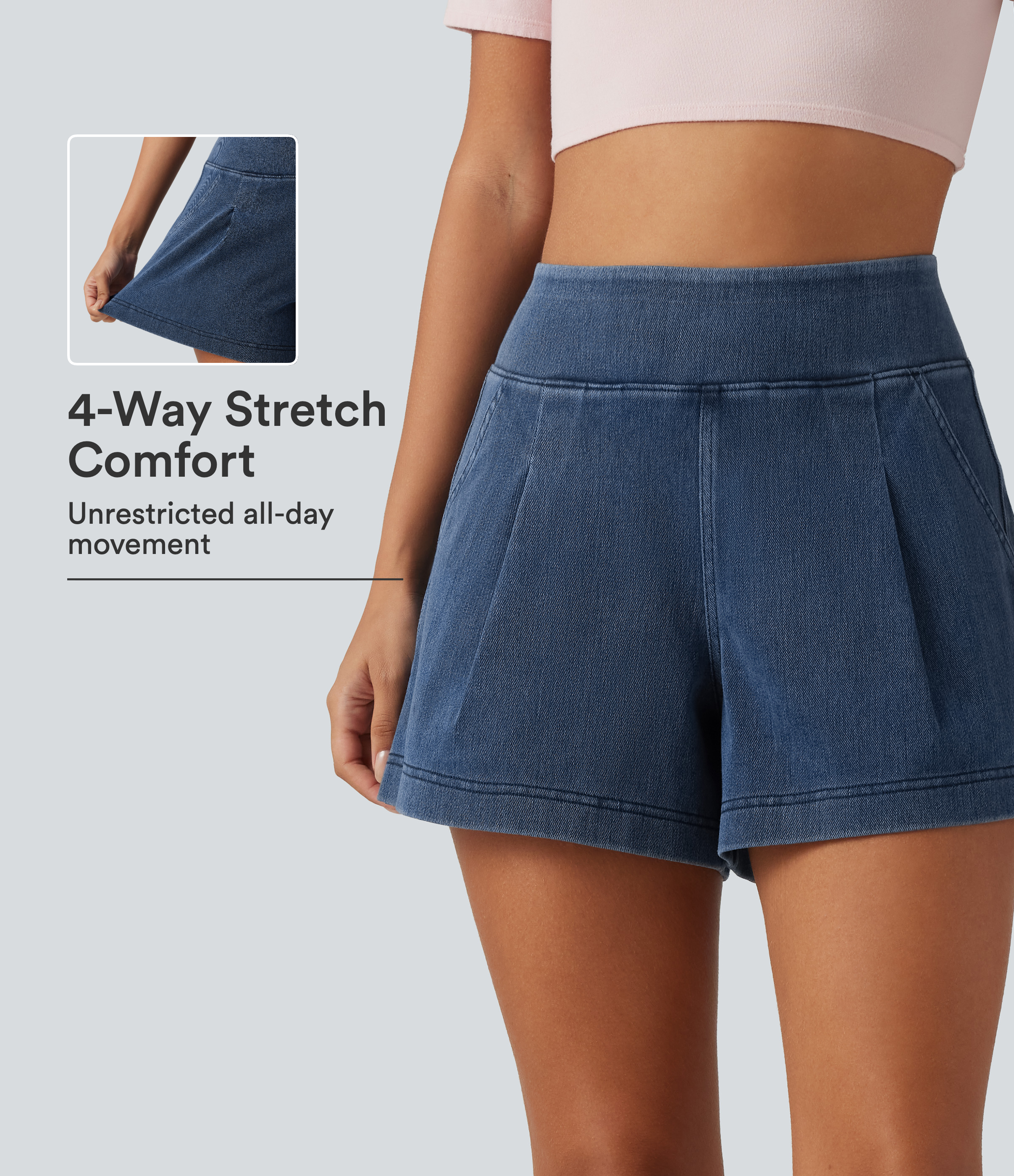 Halara Flex™ Mid Rise Wide Leg Casual Shorts 4" with Pockets