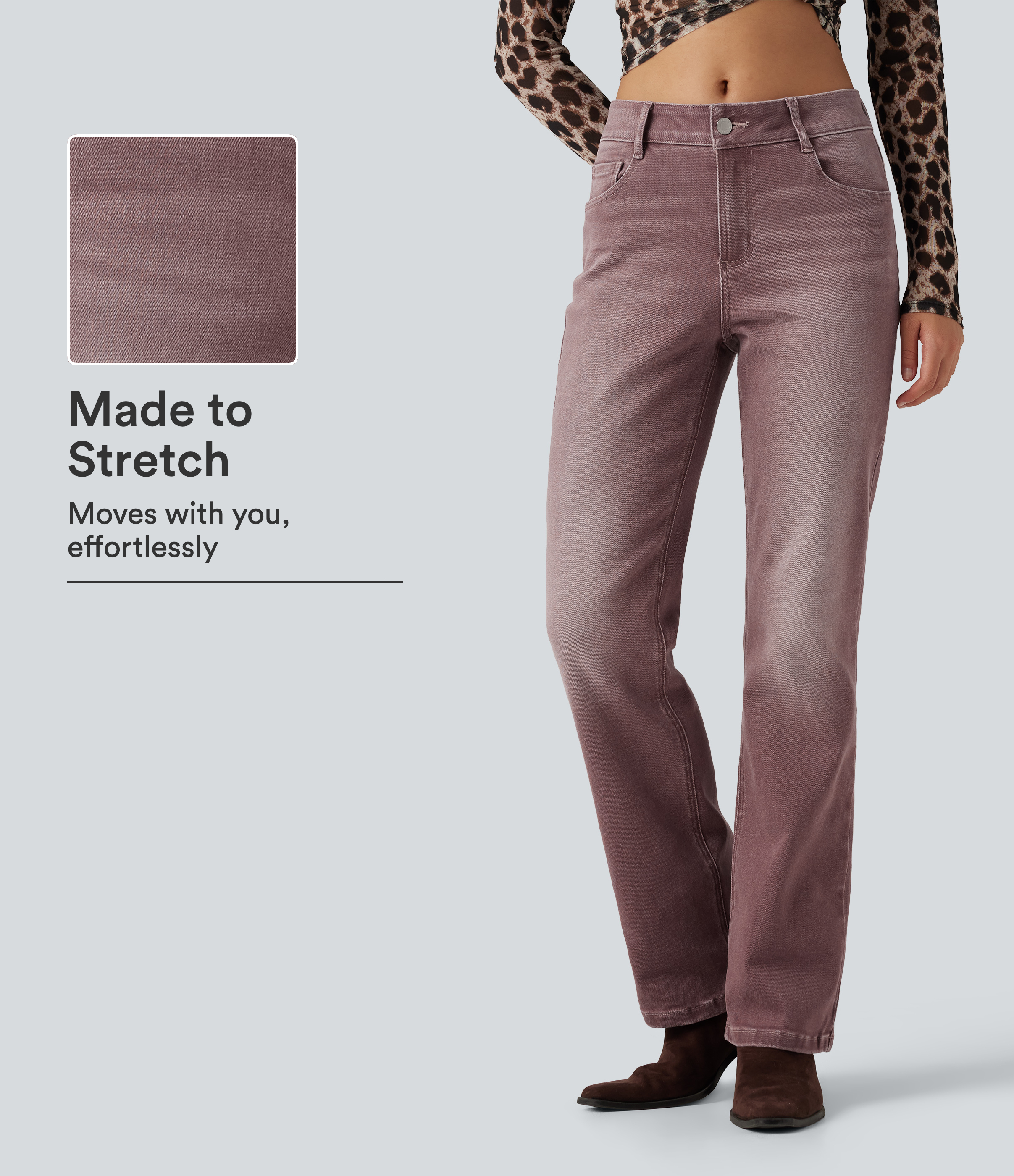 Low Rise Bootcut Colorful Casual Jeans with Pockets
