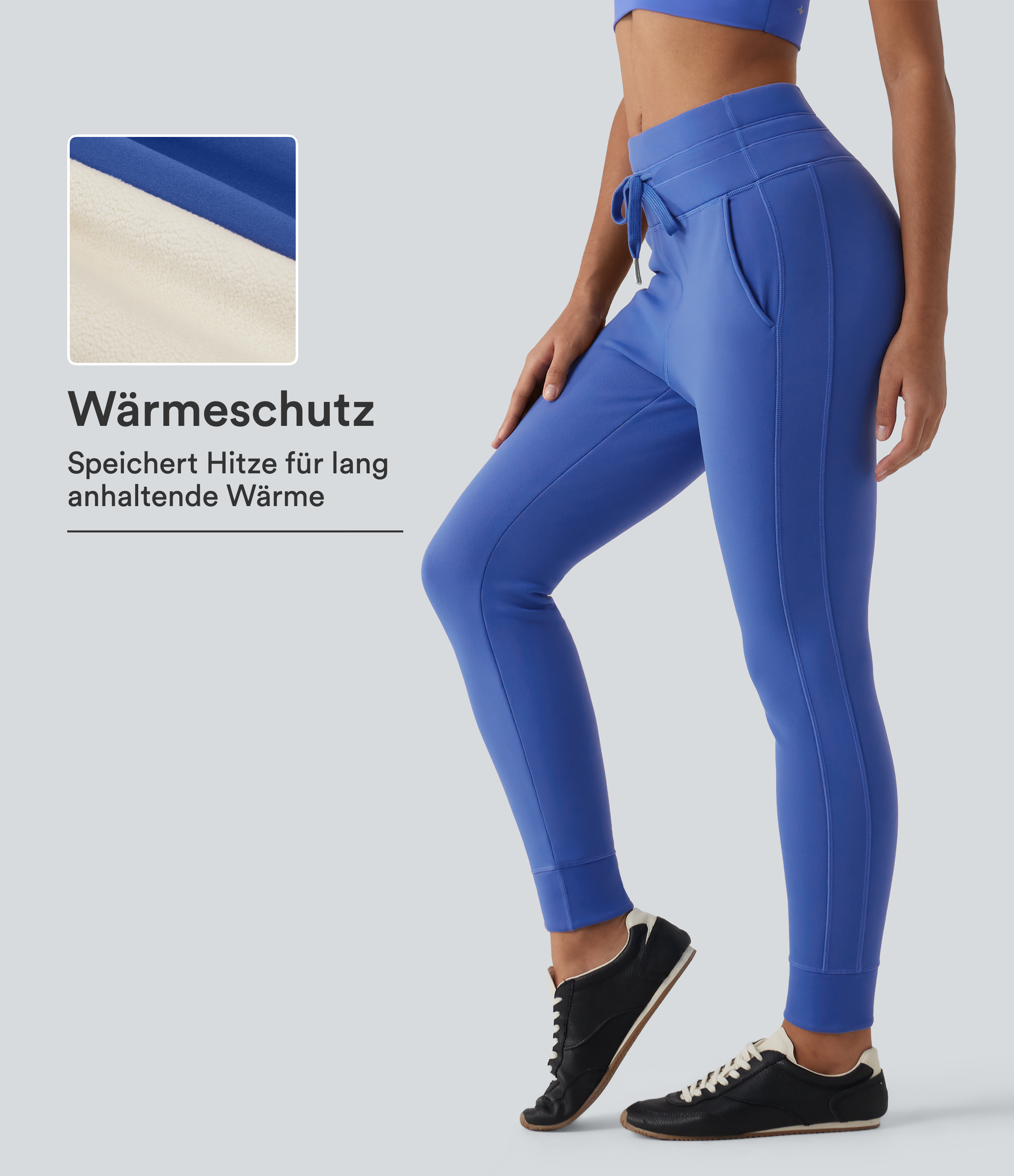Beaucoup Blue SoftlyZero™ - Yoga-Jogginghose aus Fleece mit hohem Bund und Seitentaschen - slim fit / 1