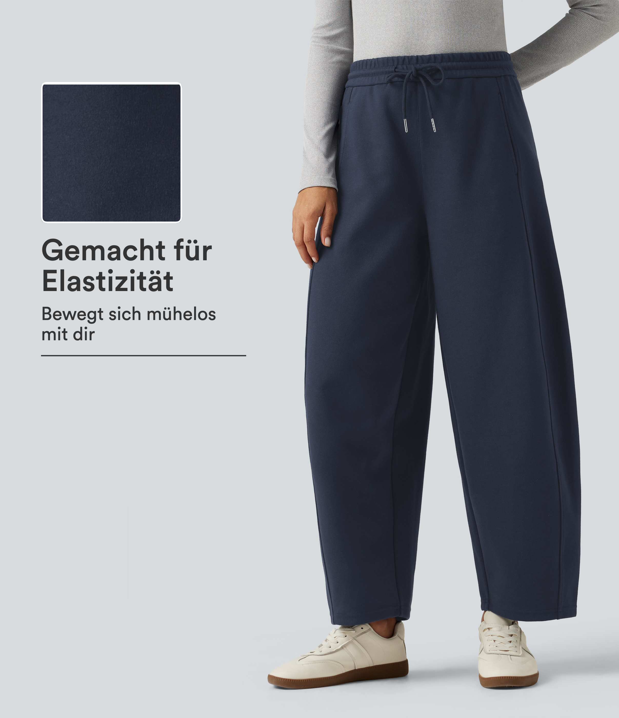 Navy Blazer Lässige Jogginghose aus Baumwolle mit mittelhohem Bund, Seitentaschen und Kordelzug / 1
