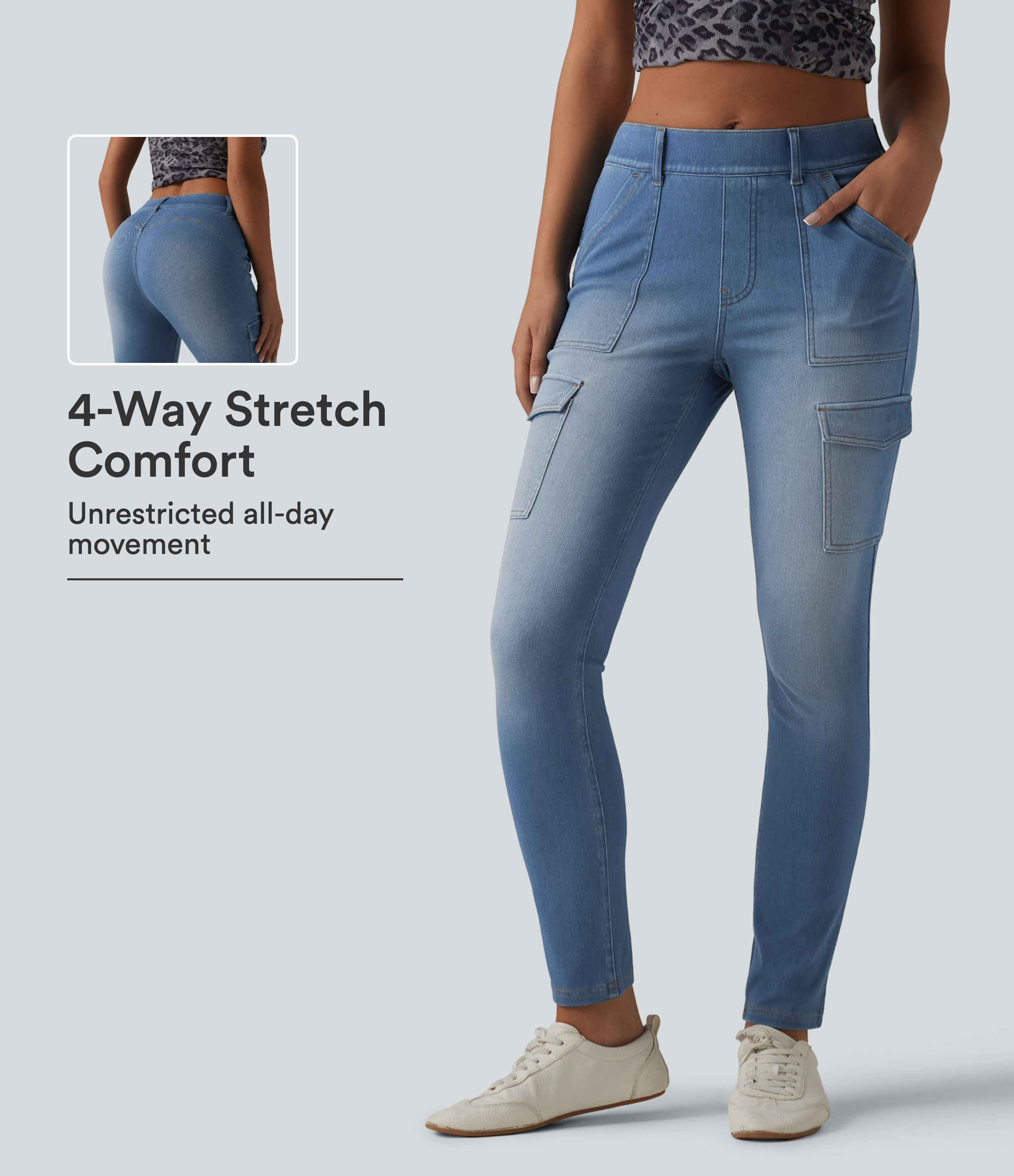 Halara Flex™ Mid Rise Skinny Casual Cargo Jeans with Pockets