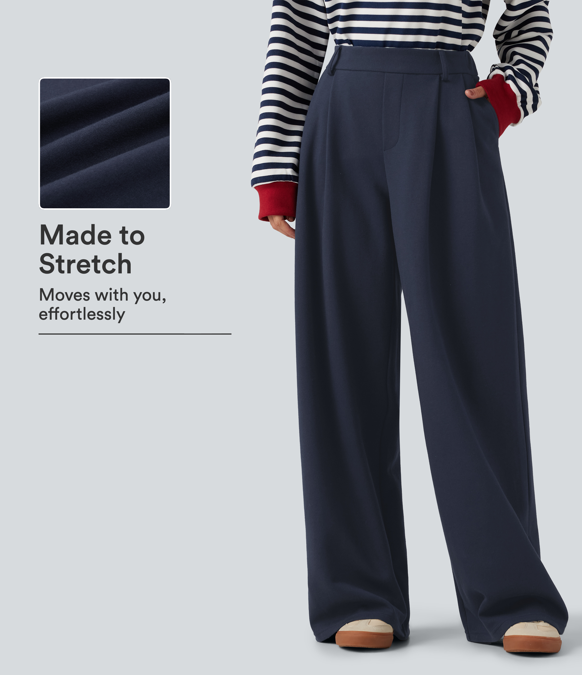 Mid Rise Wide Leg Casual Cotton Sweatpants with Pockets
