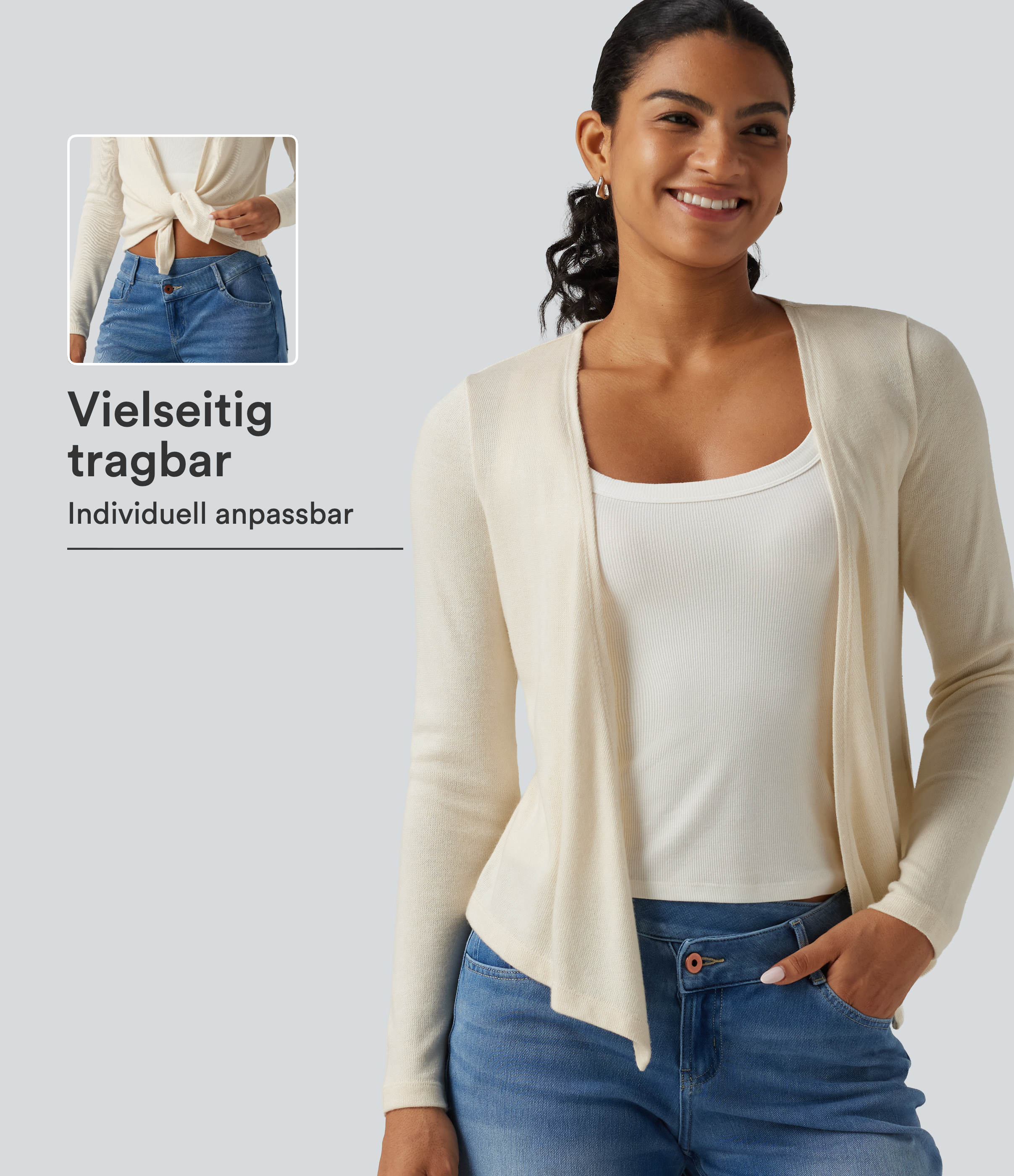 Pop Sprinkle Lässige Strickjacke mit langen Ärmeln und offener Vorderseite / 1