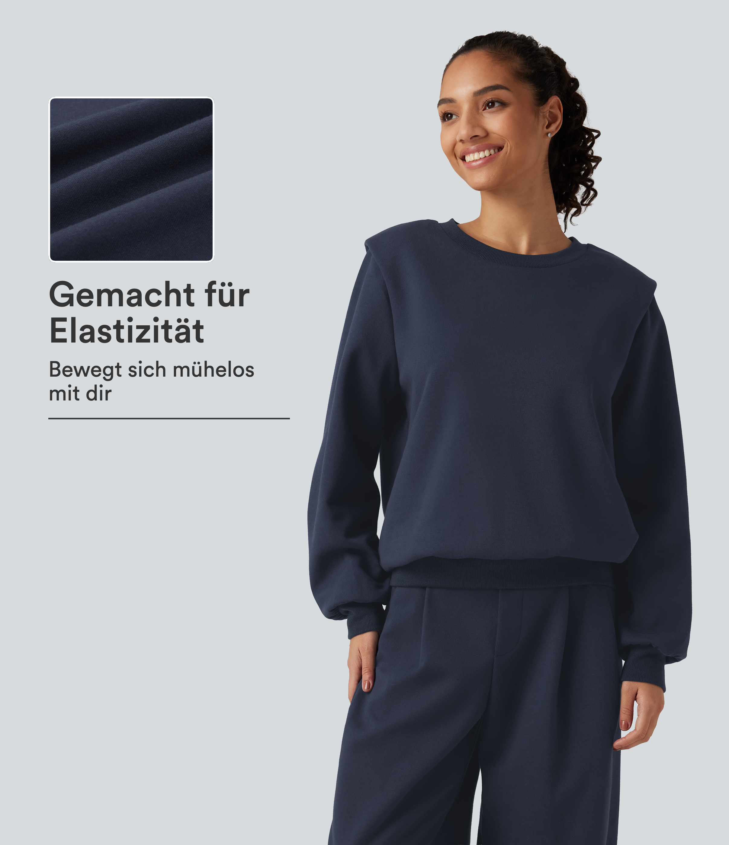 Lässiges Sweatshirt aus Baumwolle mit Rundhalsausschnitt und langen Ärmeln