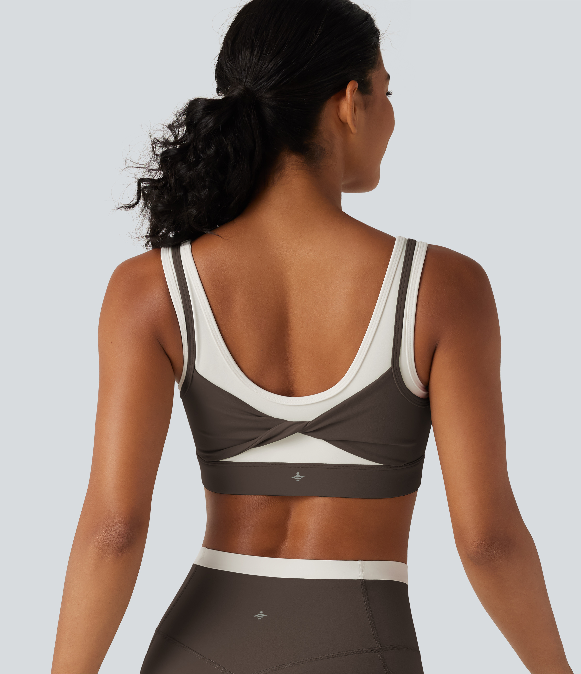 Halara UltraSculpt™ Medium Support U Neck Built-in Bra Twisted Color Block Yoga Sports Bra