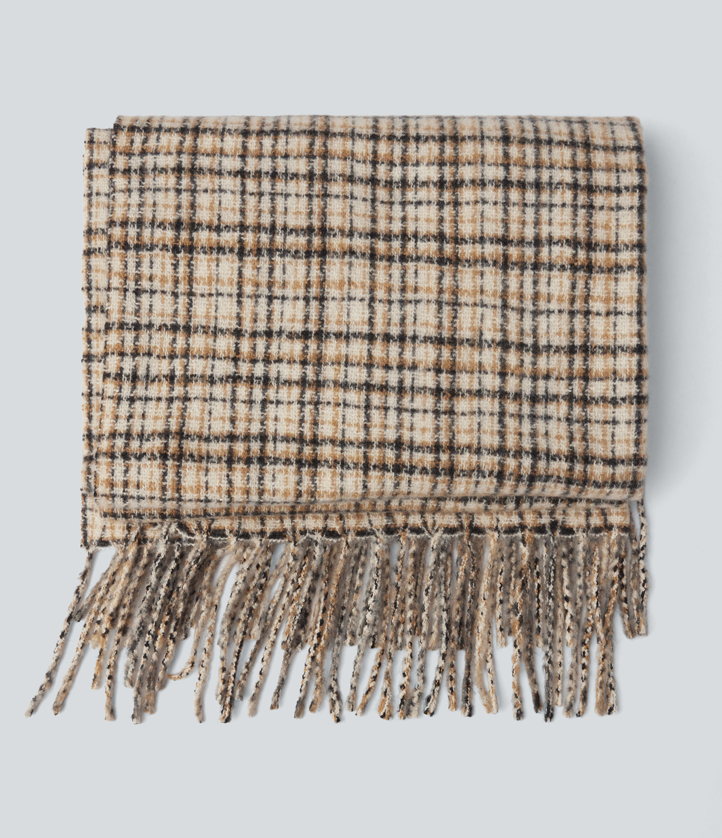 Oatmeal Khaki Plaid Classic Casual Plaid Scarf / 2
