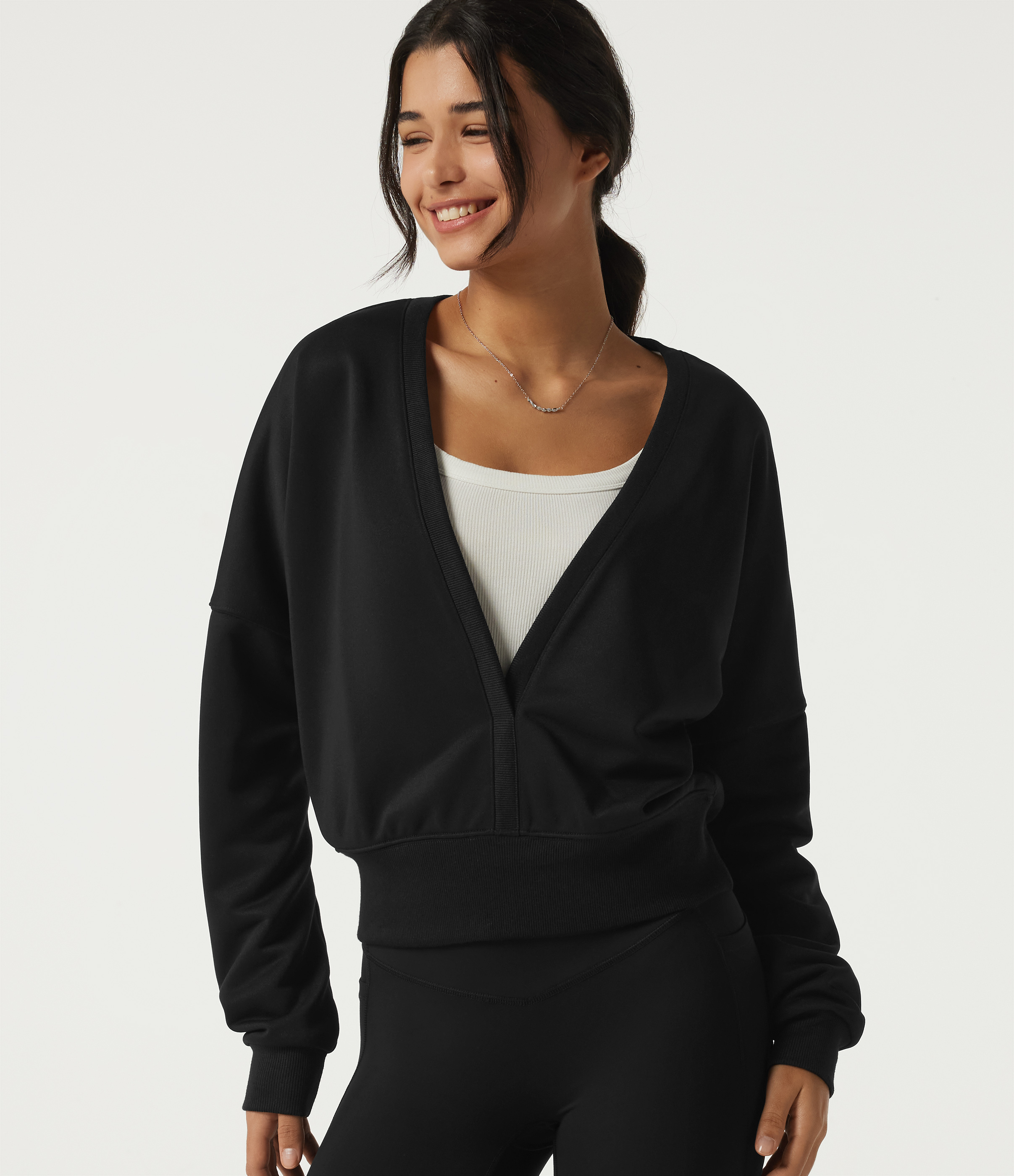 Sweat-shirt à encolure en V profond et manches longues