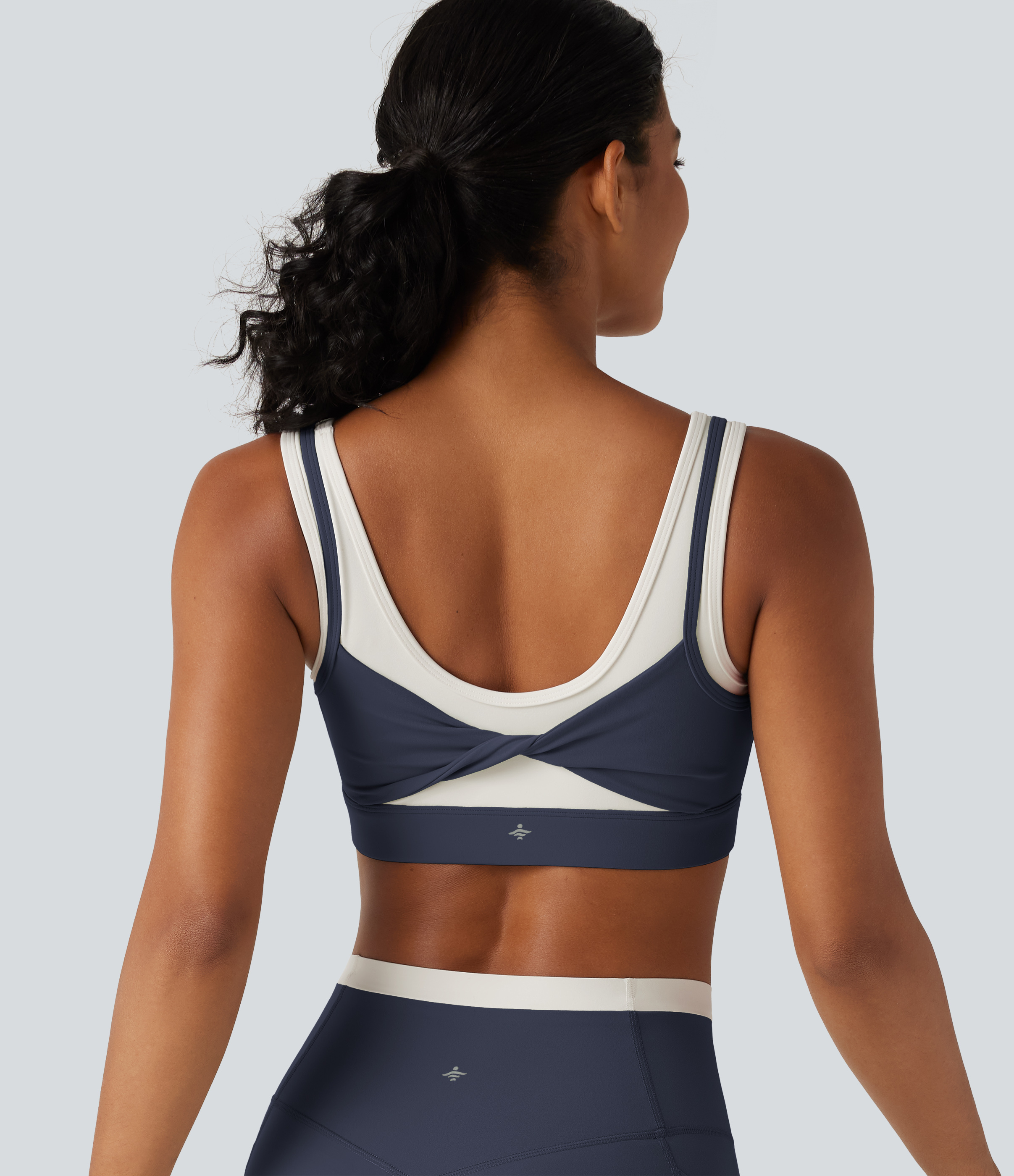 Halara UltraSculpt™ Medium Support U Neck Built-in Bra Twisted Color Block Yoga Sports Bra
