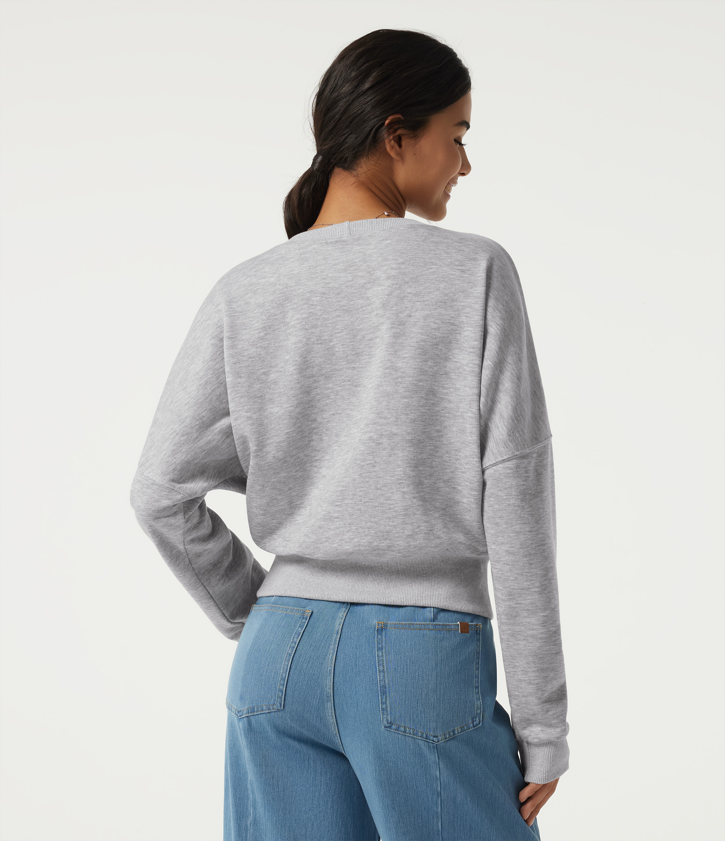Fog Gray Deep V Neck Long Sleeve Casual Sweatshirt / 2