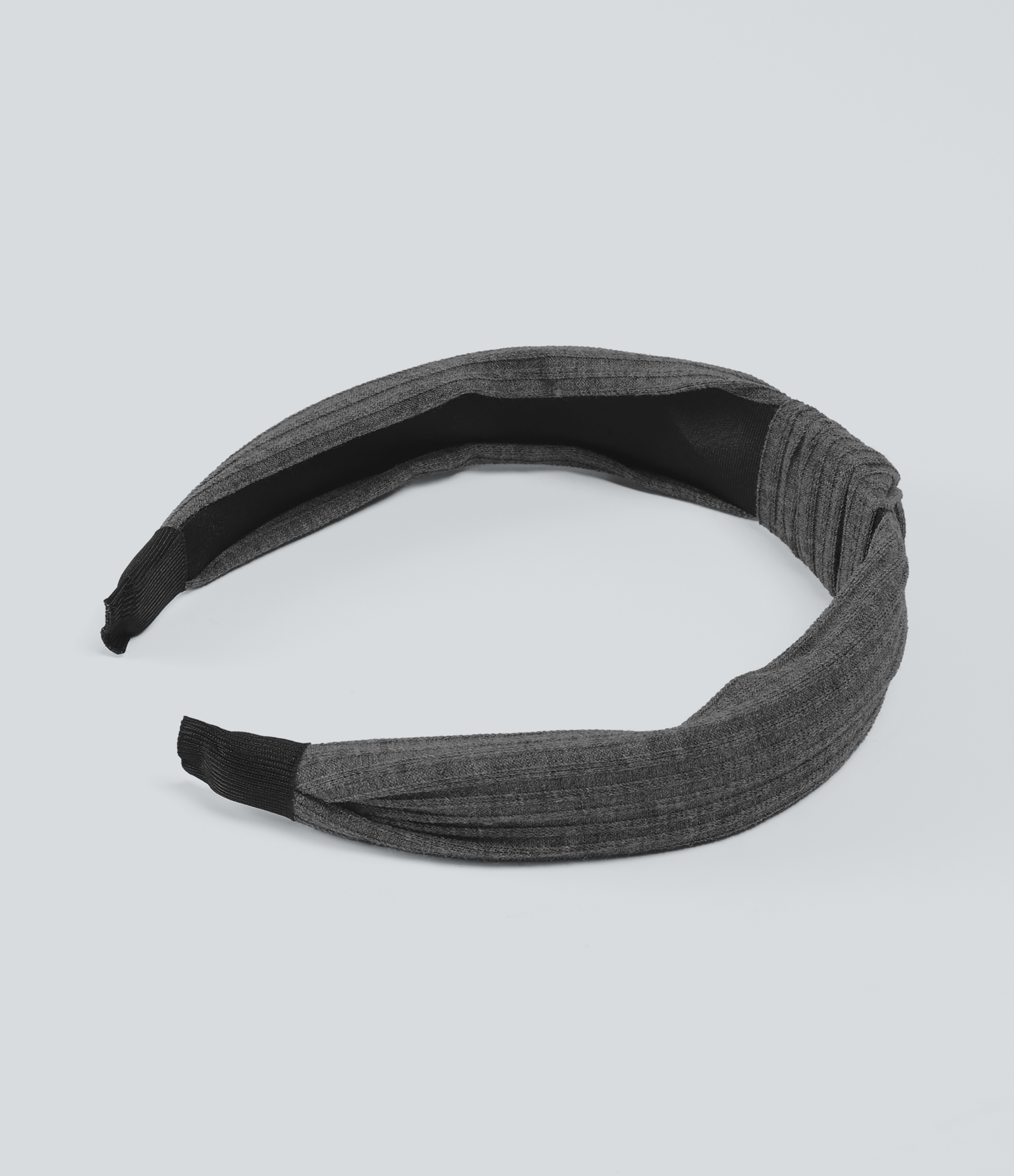 Dark Grey Žebrovaná čelenka s uzlem / 2