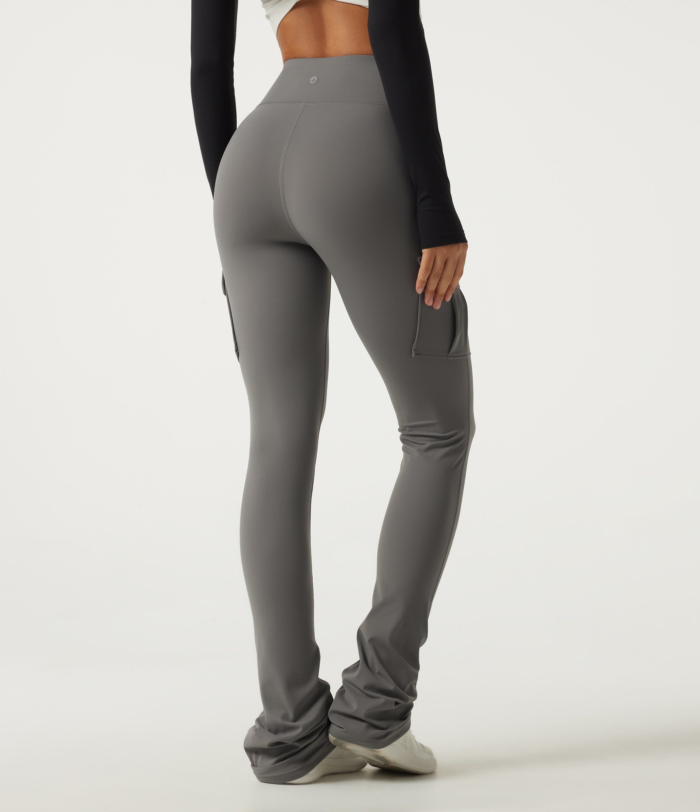 Steel Gray Halara UltraSculpt™ High Waisted Bootcut Stacked Yoga Leggings with Pockets / 2